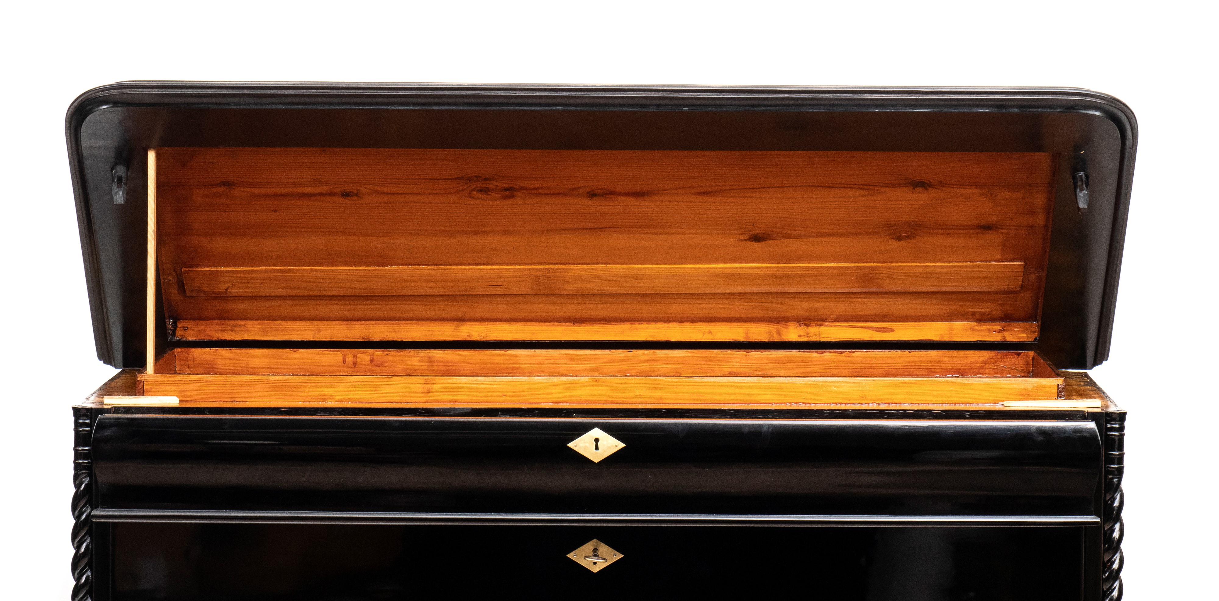 Secretaire Bidermeier, laccato nero, XIX secolo, Svezia