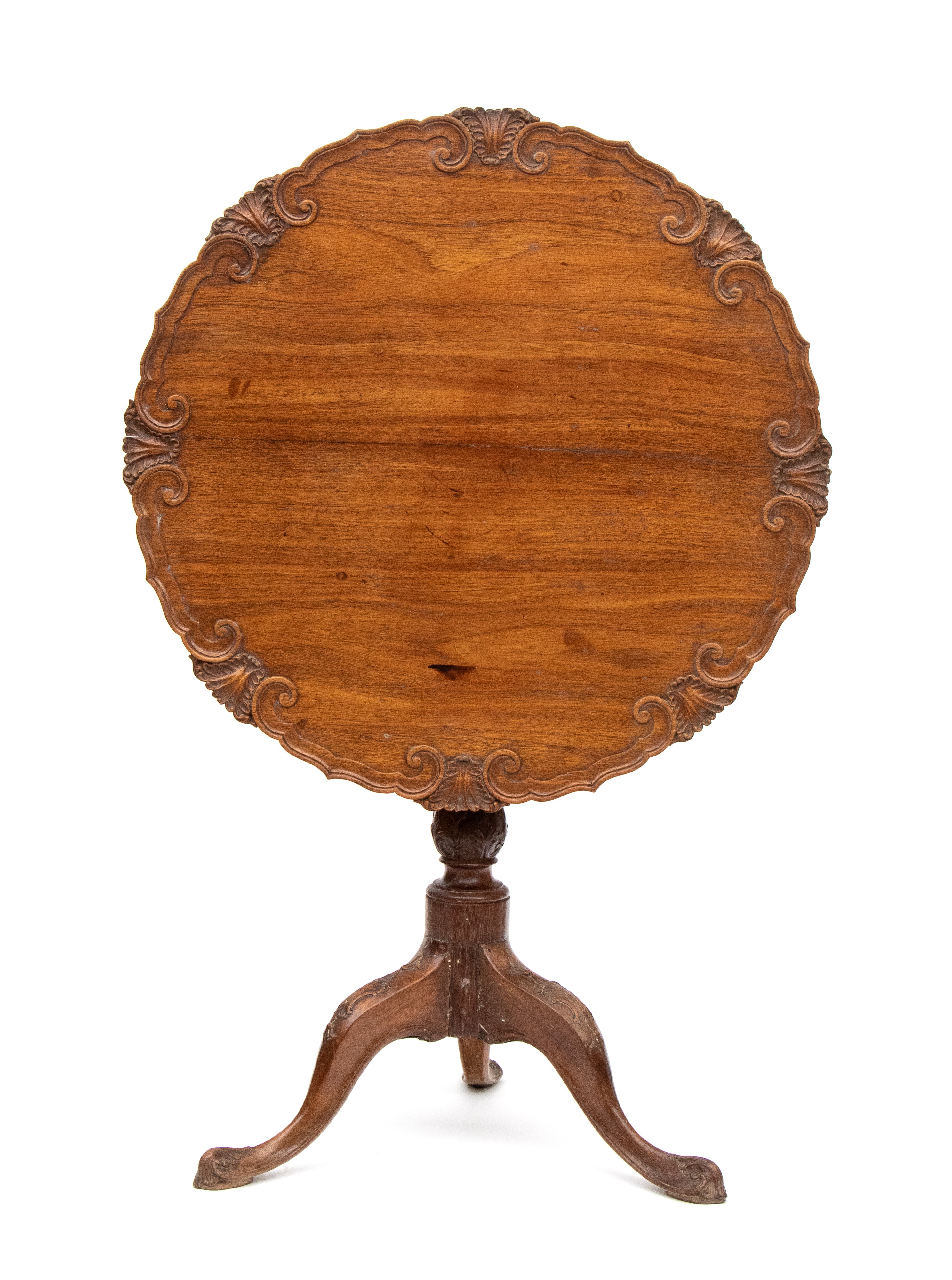 Tavolino a vela, Inghilterra, XVIII secolo, legno di mogano, diametro 78 cm