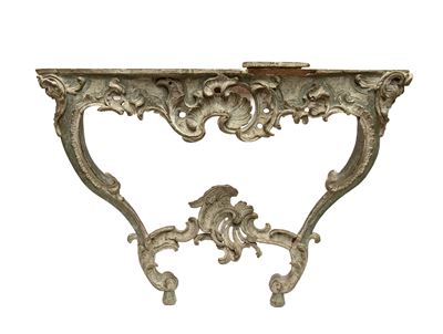 Venezia, prima metà del XVIII secolo, Consolle da muro laccata in stile Rococò con piano in marmo