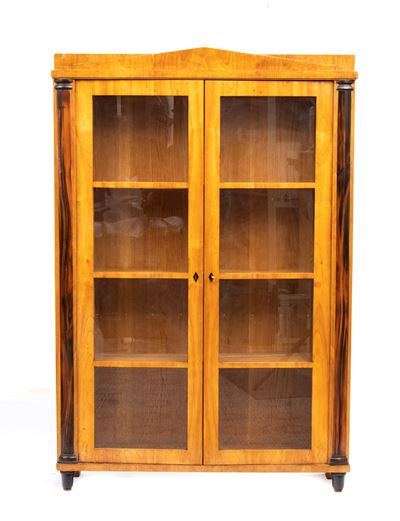 Vetrina a due ante Biedermeier in legno di olmo, Austria, XIX secolo