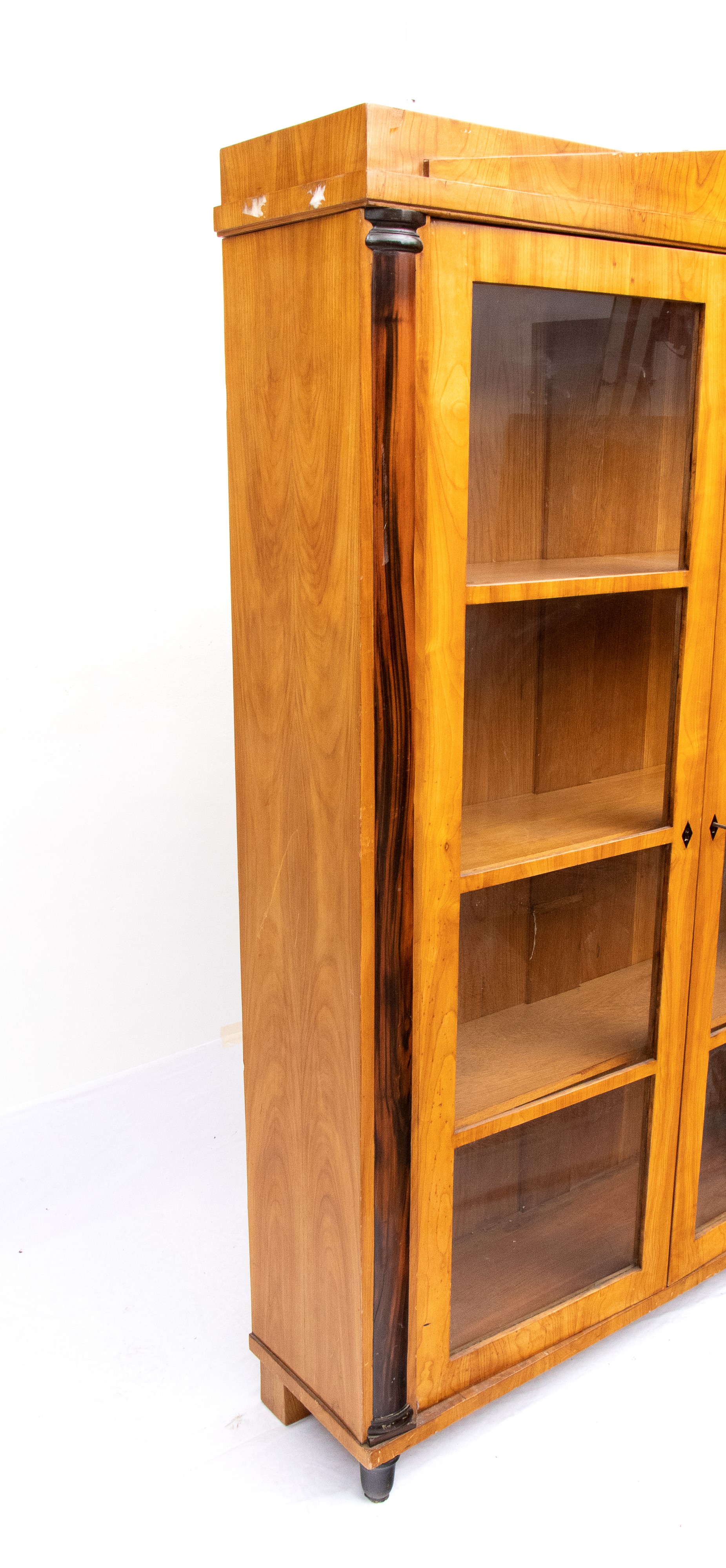Vetrina a due ante Biedermeier in legno di olmo, Austria, XIX secolo