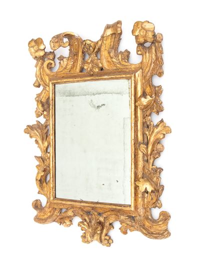 Specchiera in legno intagliato e dorato, Italia centrale, XVIII secolo