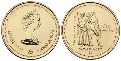 Elizabeth II, 100 Dollars 1976 (Canada), oro 13,37 g