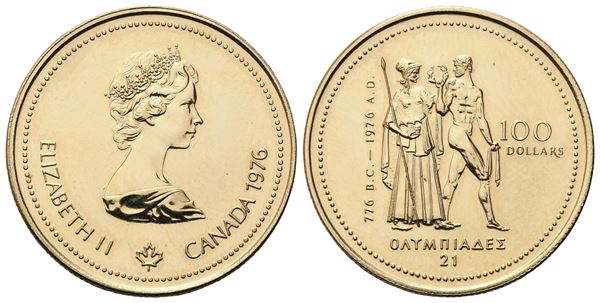 CANADA. Elizabeth II (1952-2022). 100 Dollars 1976; Au (13,37 g; 26,4 mm)