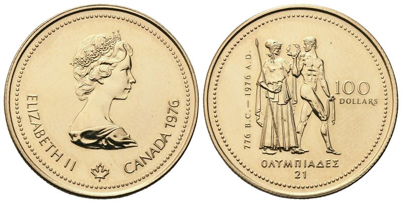 Elizabeth II, 100 Dollars 1976 (Canada), oro 13,37 g