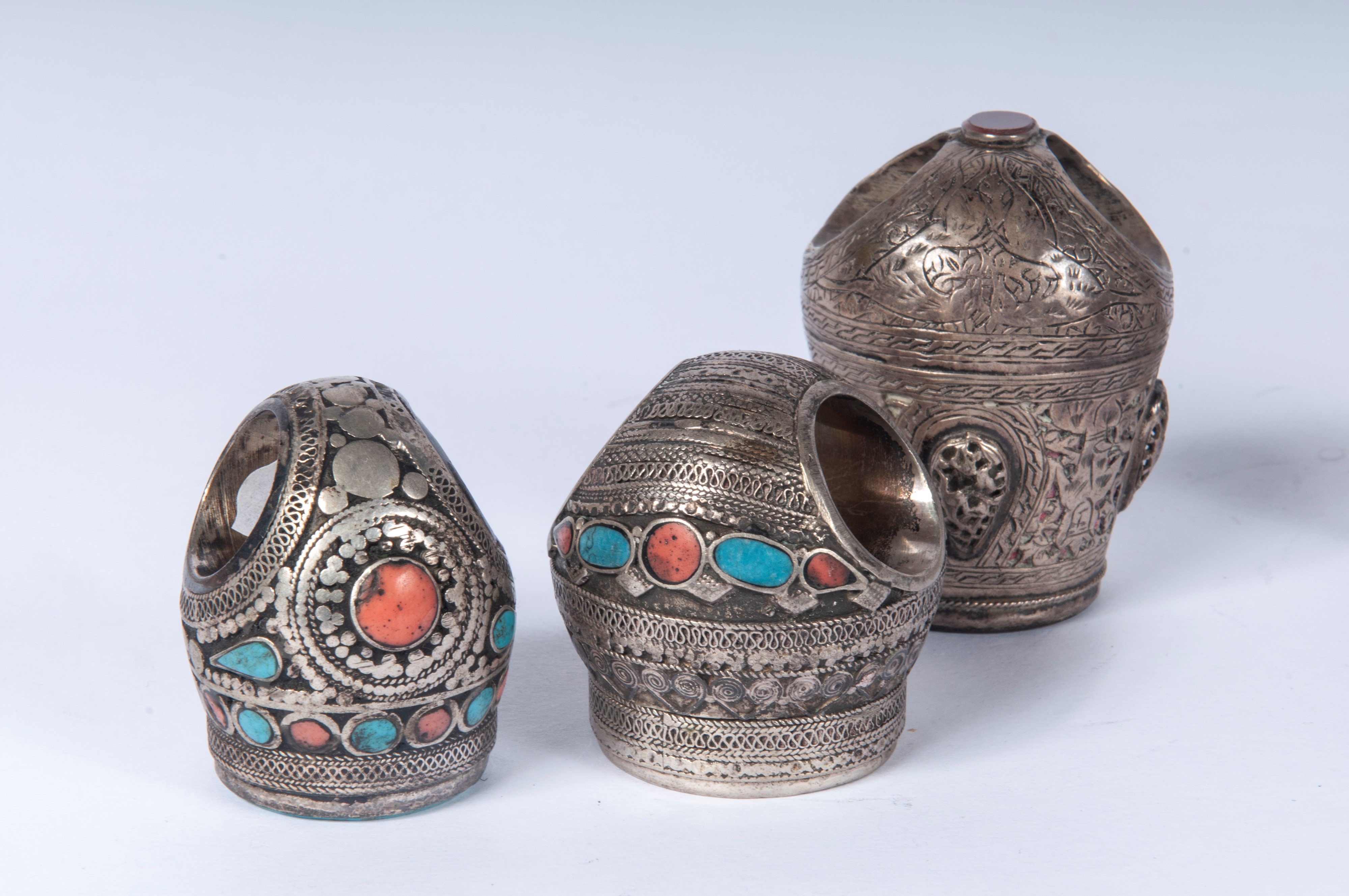 Set di cinque sigilli in pietra dura con montatura in argento, XIX/XX secolo
