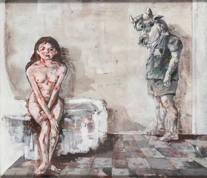 Silvano Girardello - Ratto con Munch, tecnica mista su tavola