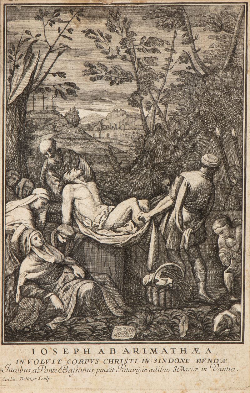 noëL Robert Cochin - La deposizione - Acquaforte, 315 x 205 mm