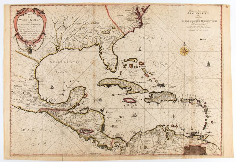 [USA] Caarte Van West Indien, Soo Vaste landen als Eylanden, Nieuwelyckx Met Veele Perfexien Geco...