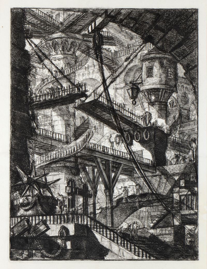 Giovanni Battista Piranesi - Carceri Tav. VII: un Interno Immenso con un Ponte Levatoio