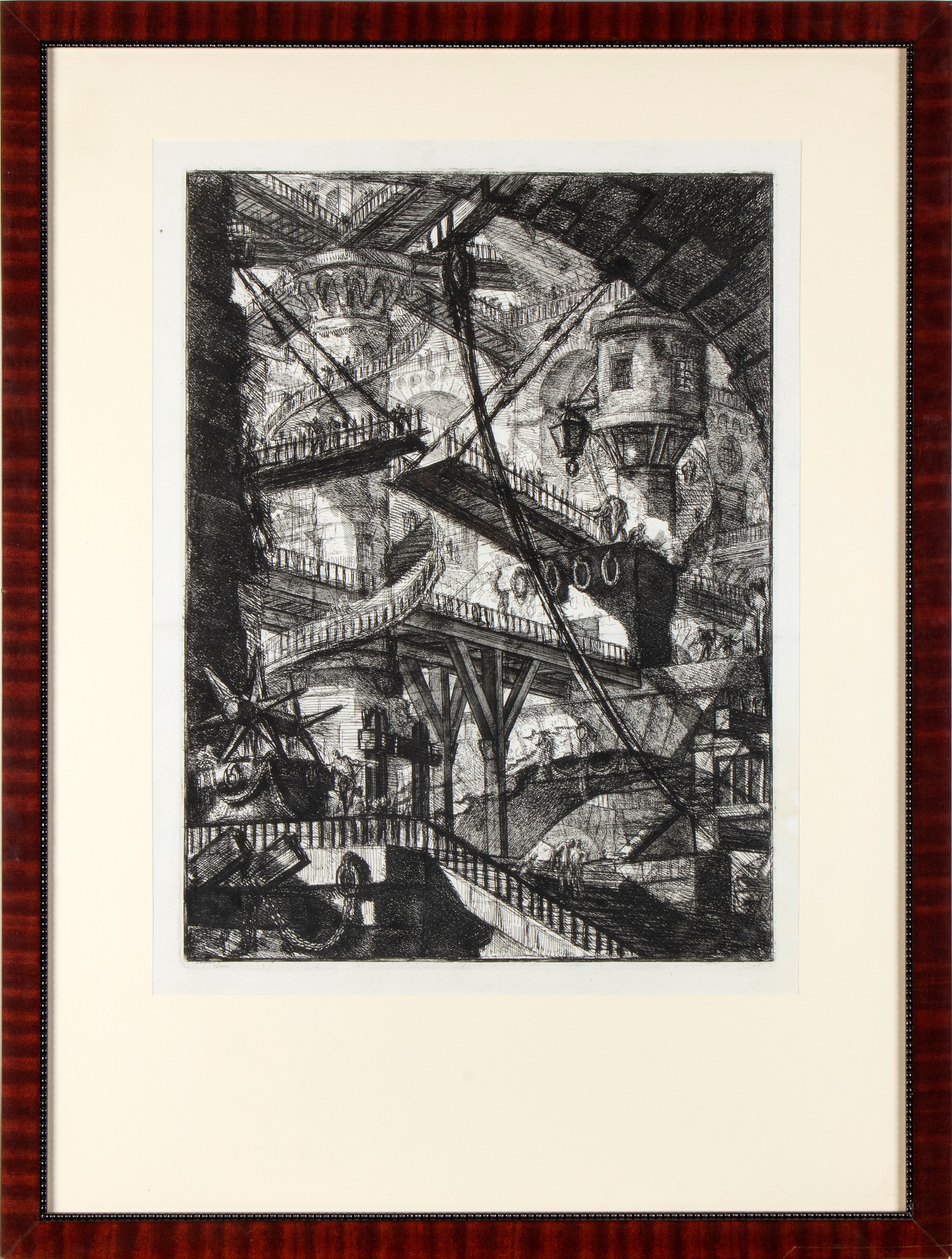 Carceri tav. VII: Un interno immenso con un ponte levatoio