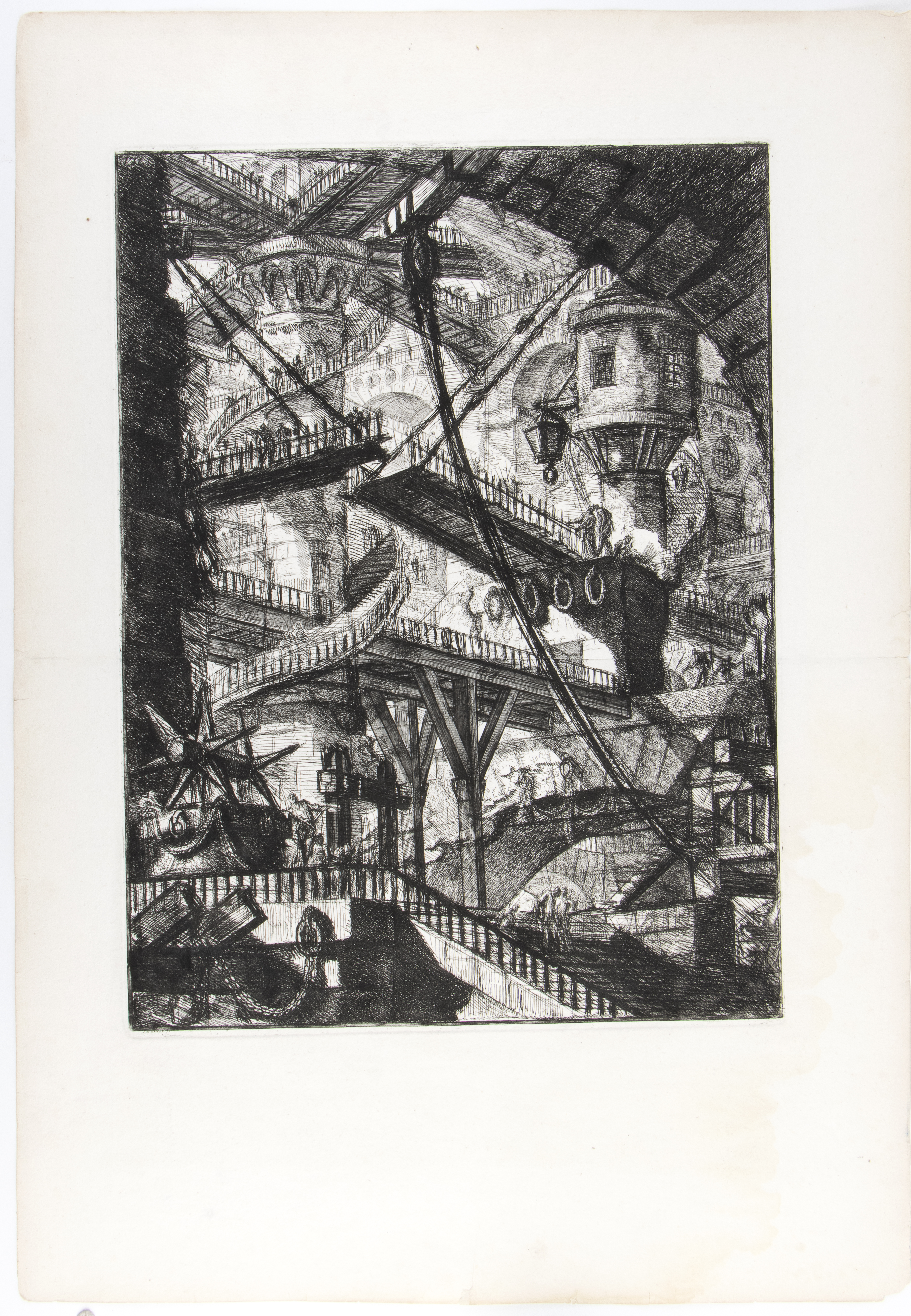 Giovanni Battista Piranesi - Carceri, tav. VII: Un interno immenso con un ponte levatoio, acquafo...