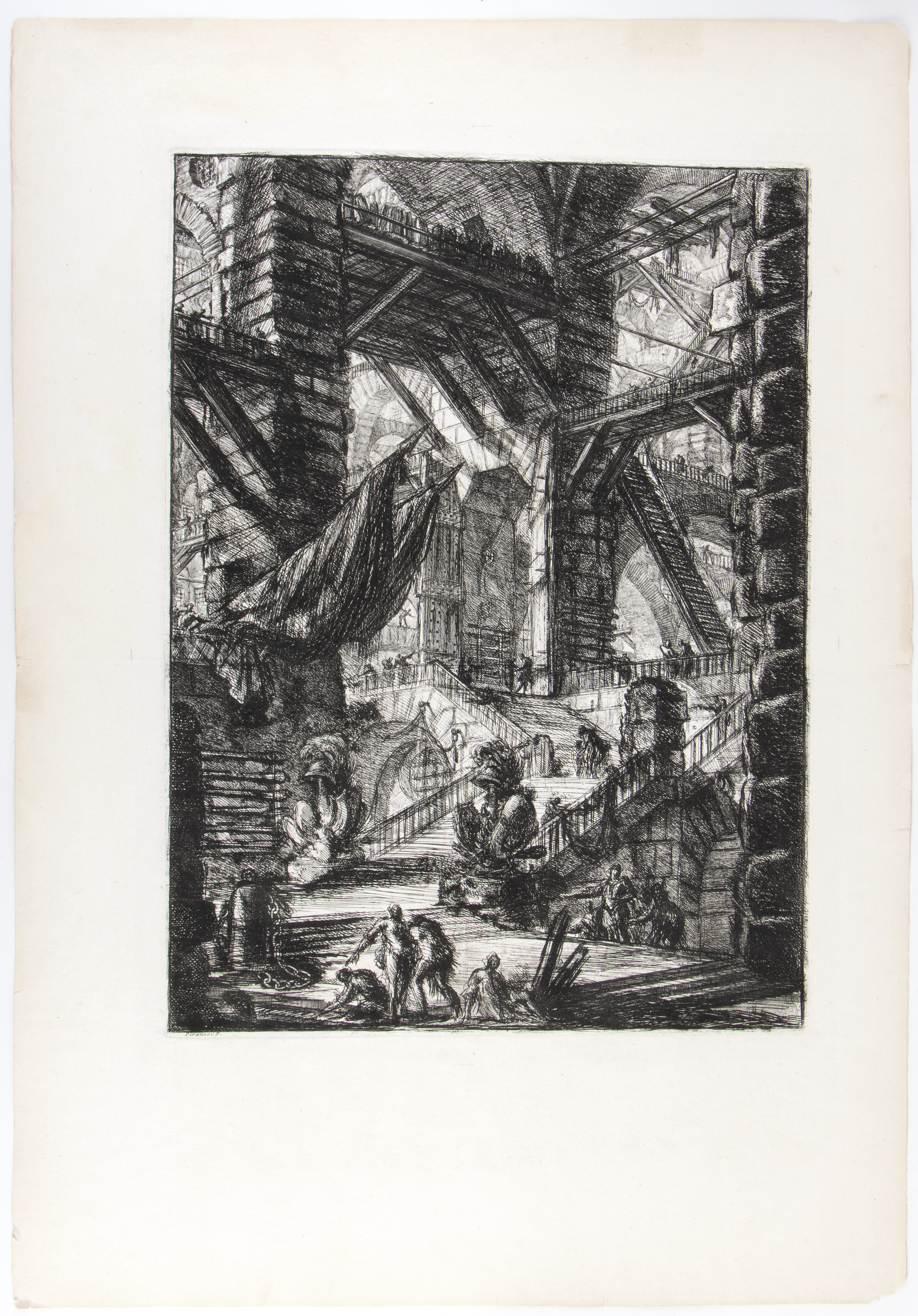Giovanni Battista Piranesi - Carceri, tav. VIII: Un interno immenso con trofei, acquaforte