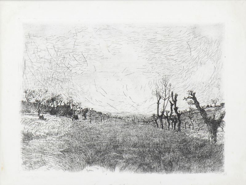 Luigi Bartolini - Il campo di grano, acquaforte
