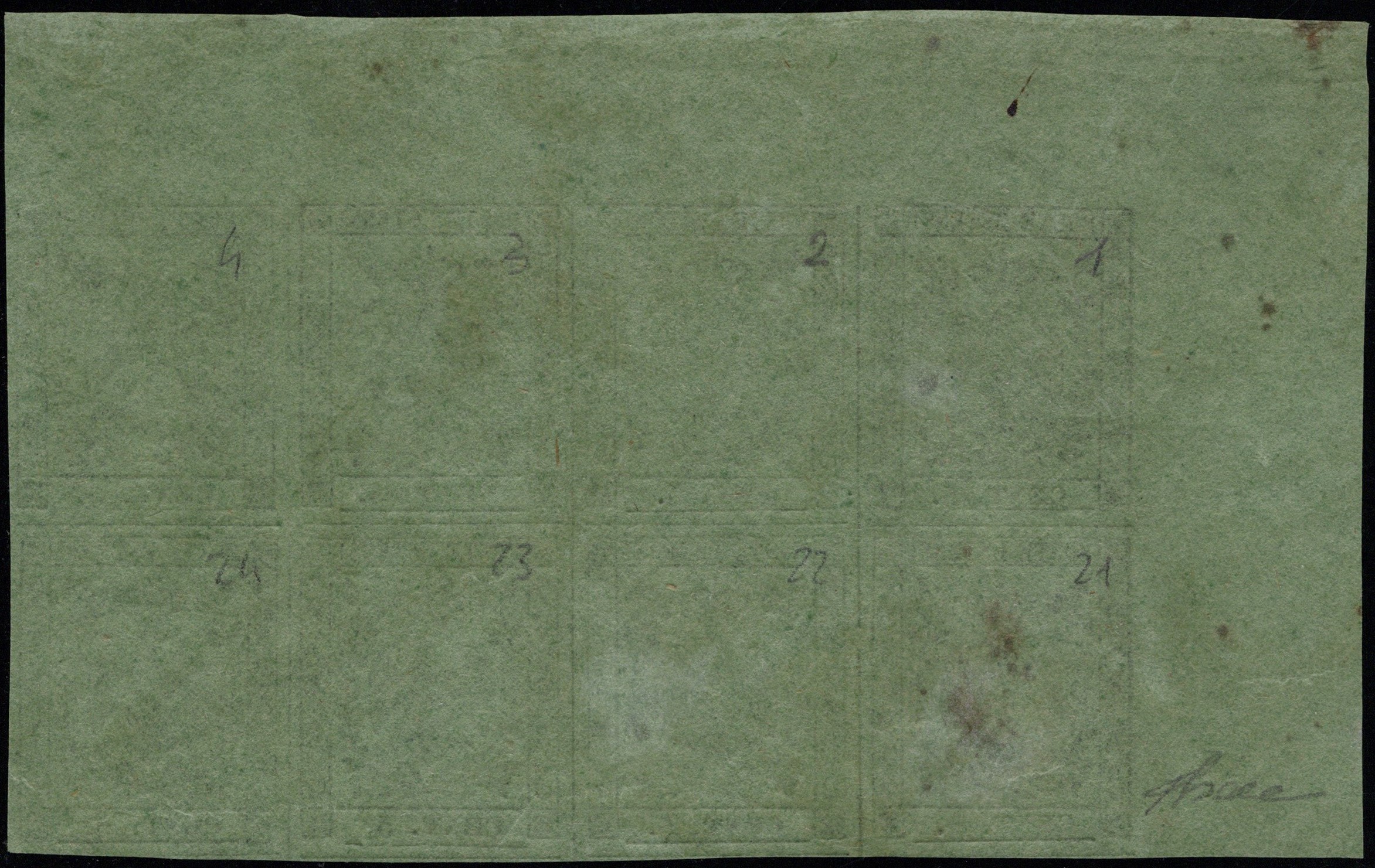 Modena - 5 cent. verde oliva in blocco di 8 MNH.