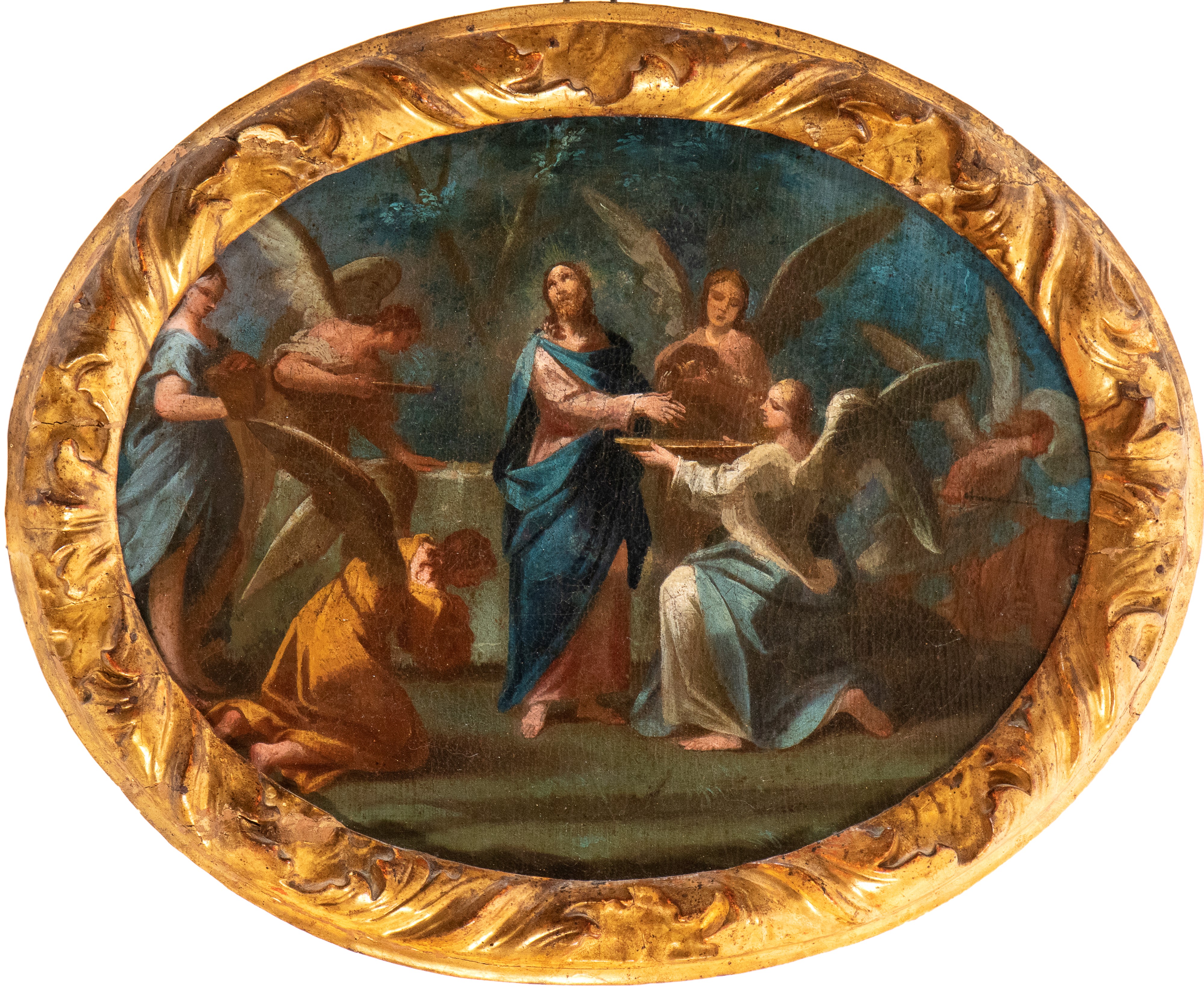 Artista Emiliano, XVIII Secolo - Cristo a mensa con gli angeli, olio su tela