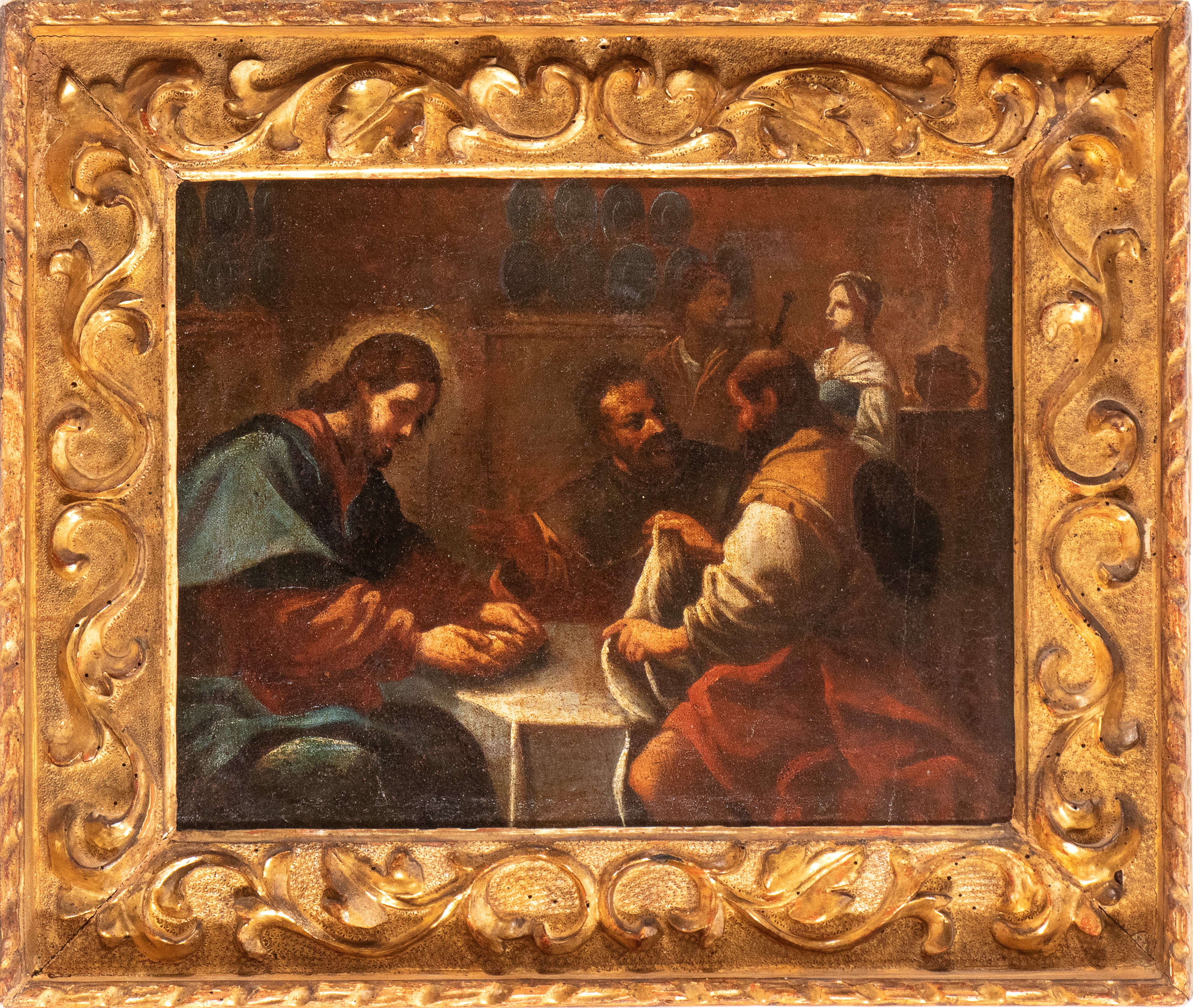 Artista Emiliano, XVII Secolo - Anonimo, Cena in Emmaus, olio su tela