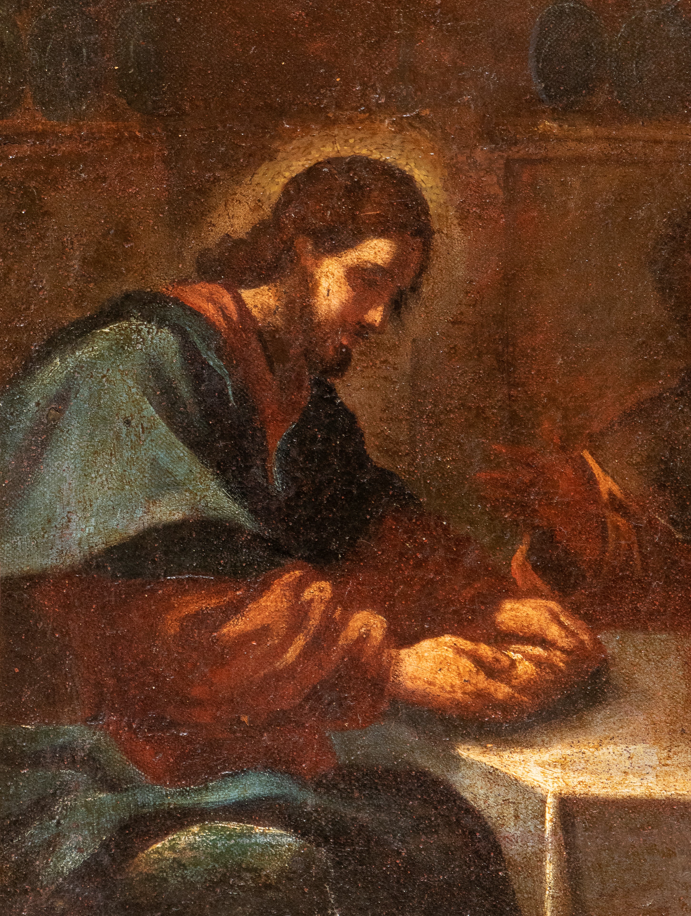 Artista Emiliano, XVII Secolo - Anonimo, Cena in Emmaus, olio su tela