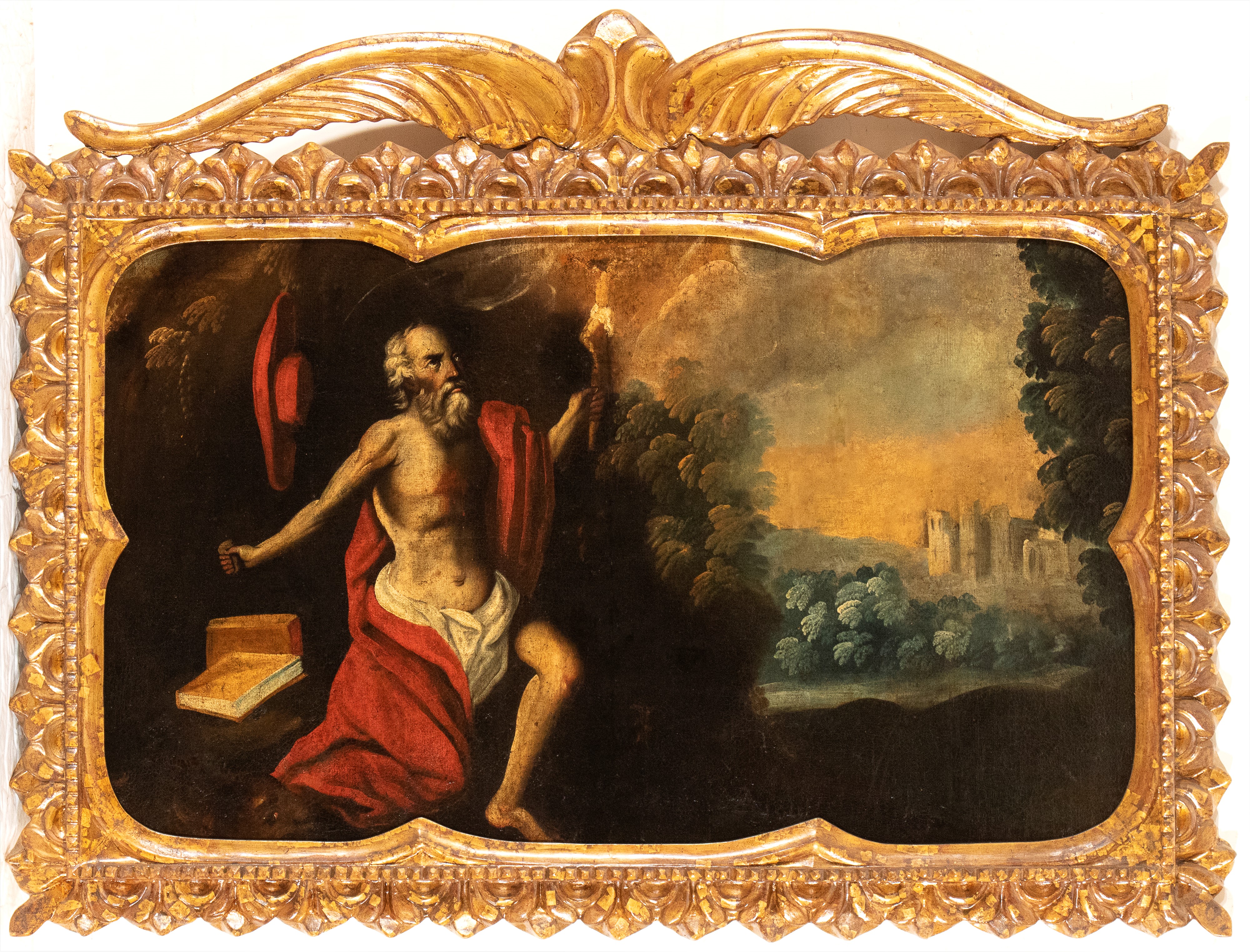Artista Fiammingo, XVII Secolo - Autore non identificato, San Girolamo nel deserto, olio su tela