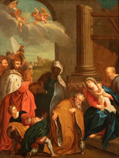 Autore sconosciuto, Adorazione dei Magi, olio su tela