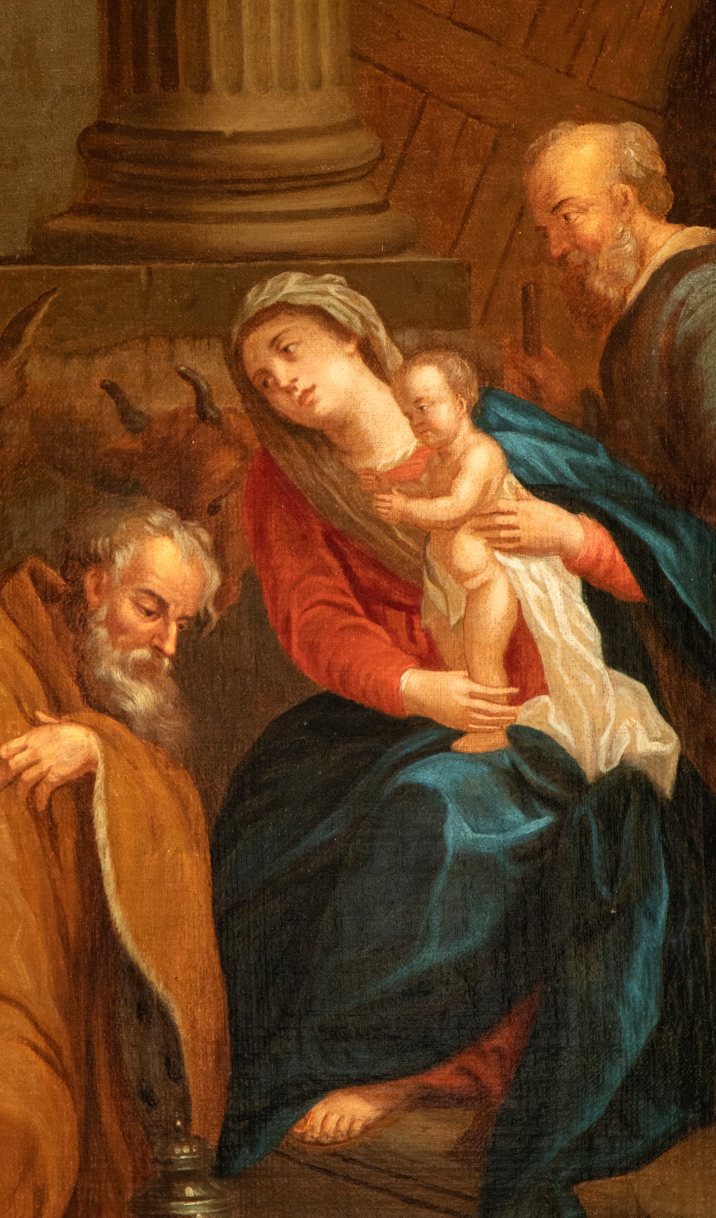 Artista Attivo a Roma, Prima Metà XVIII Secolo - Autore sconosciuto, Adorazione dei Magi, olio su...