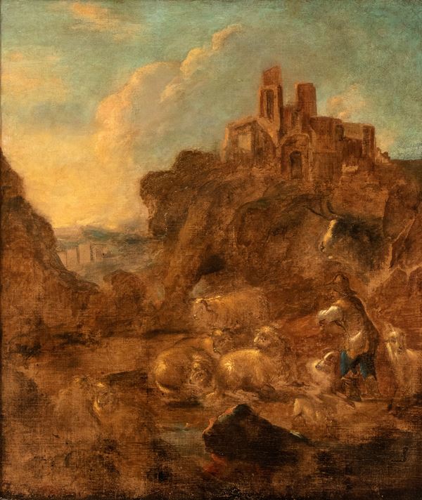 Philipp Peter Roos detto Rosa da Tivoli - Quadro con pastore