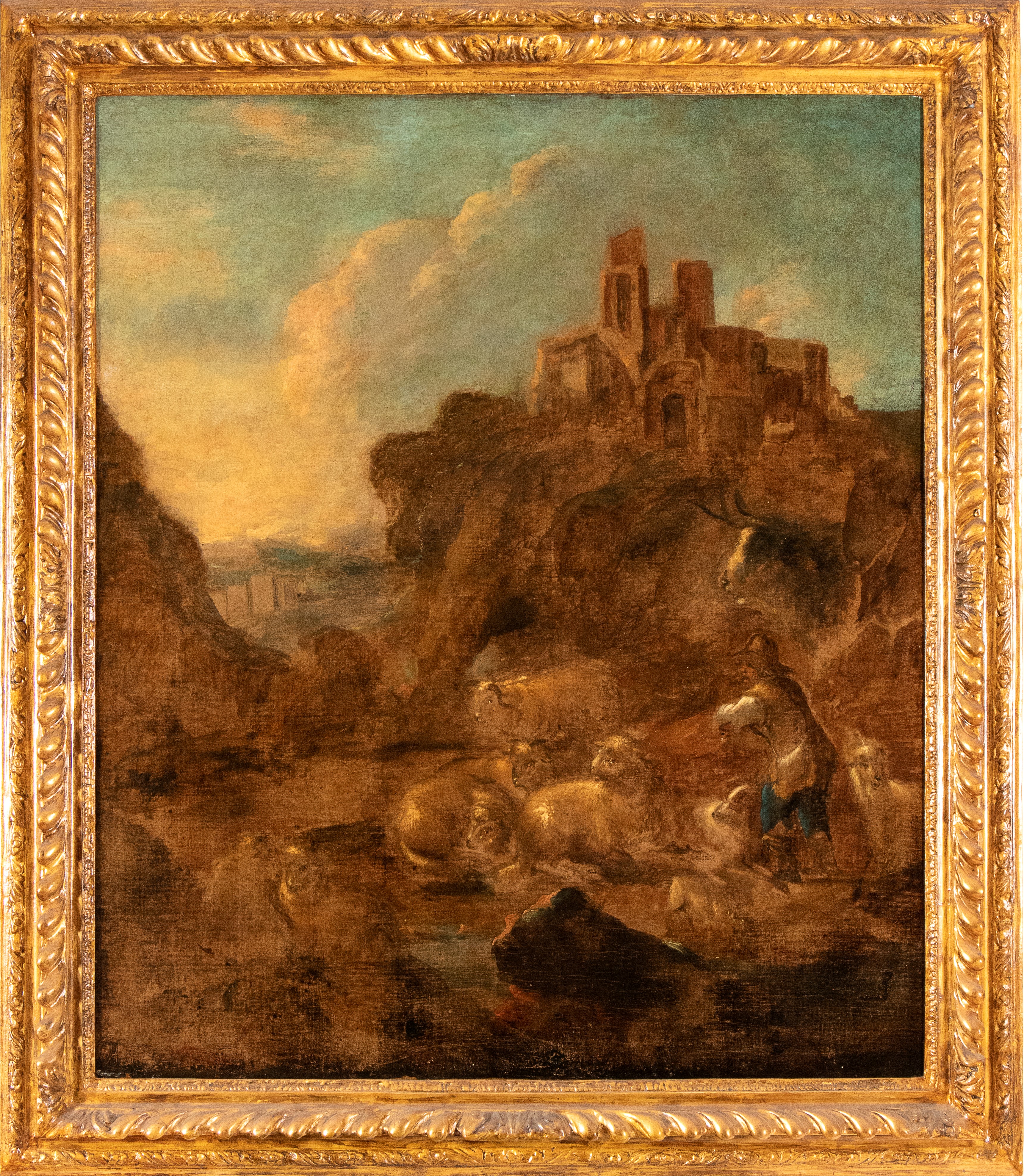 Philipp Peter Roos Detto Rosa da Tivoli - Quadro con pastore, olio su tela