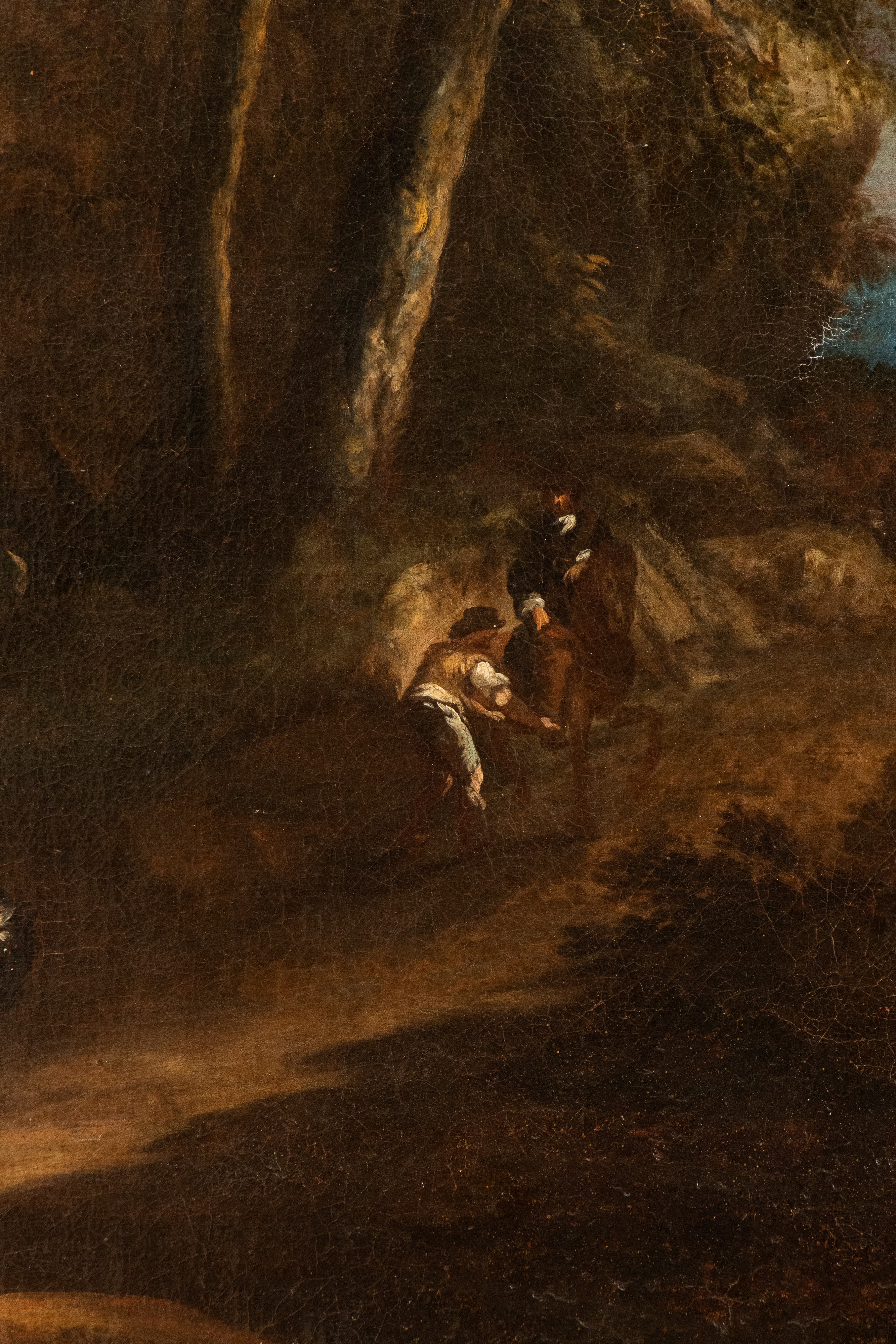 Artista Fiammingo, XVIII Secolo - Paesaggio con viandanti, olio su tela