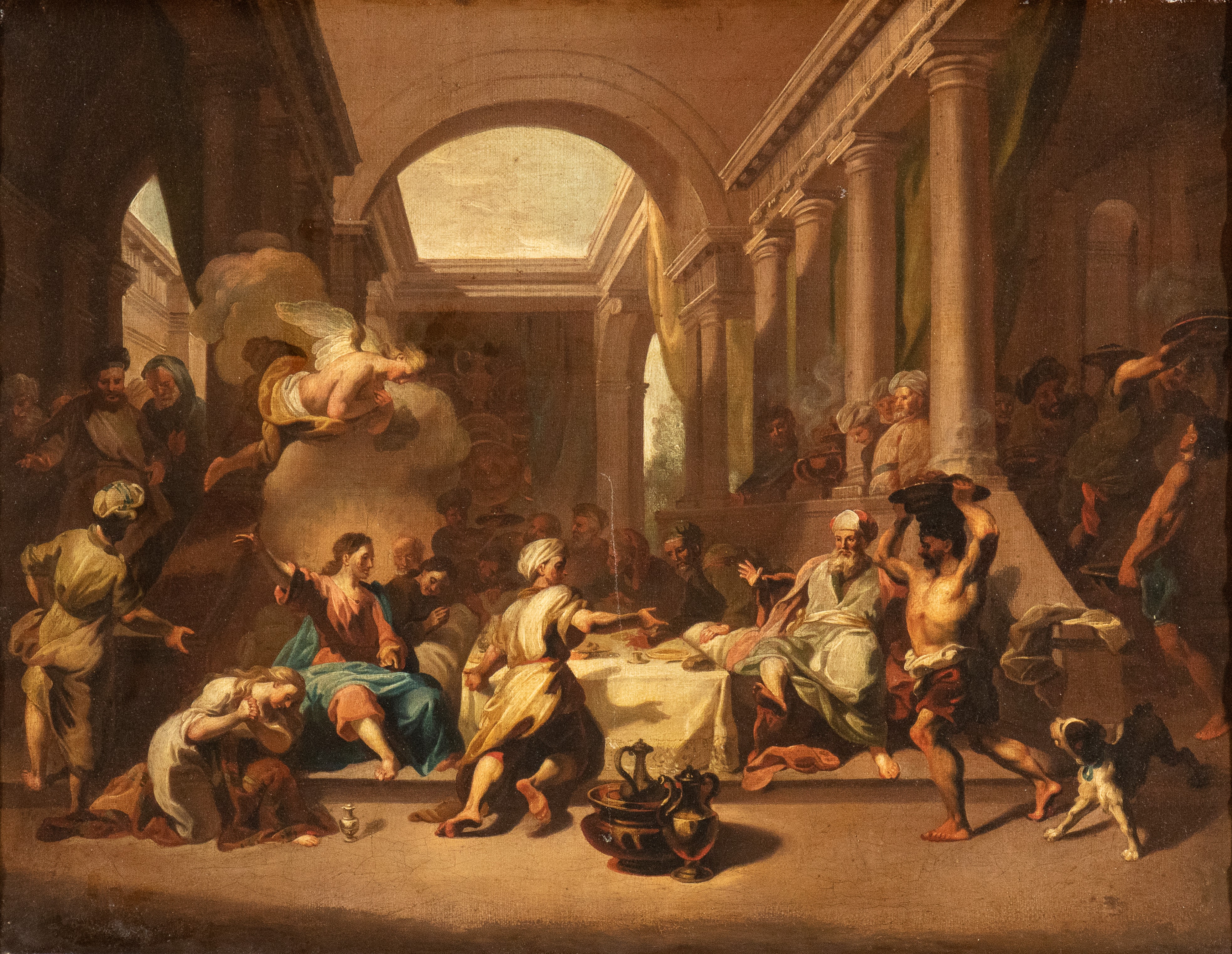 a) Cena a casa di Simone il Fariseo; b) La resurrezione di Lazzaro. Coppia di dipinti