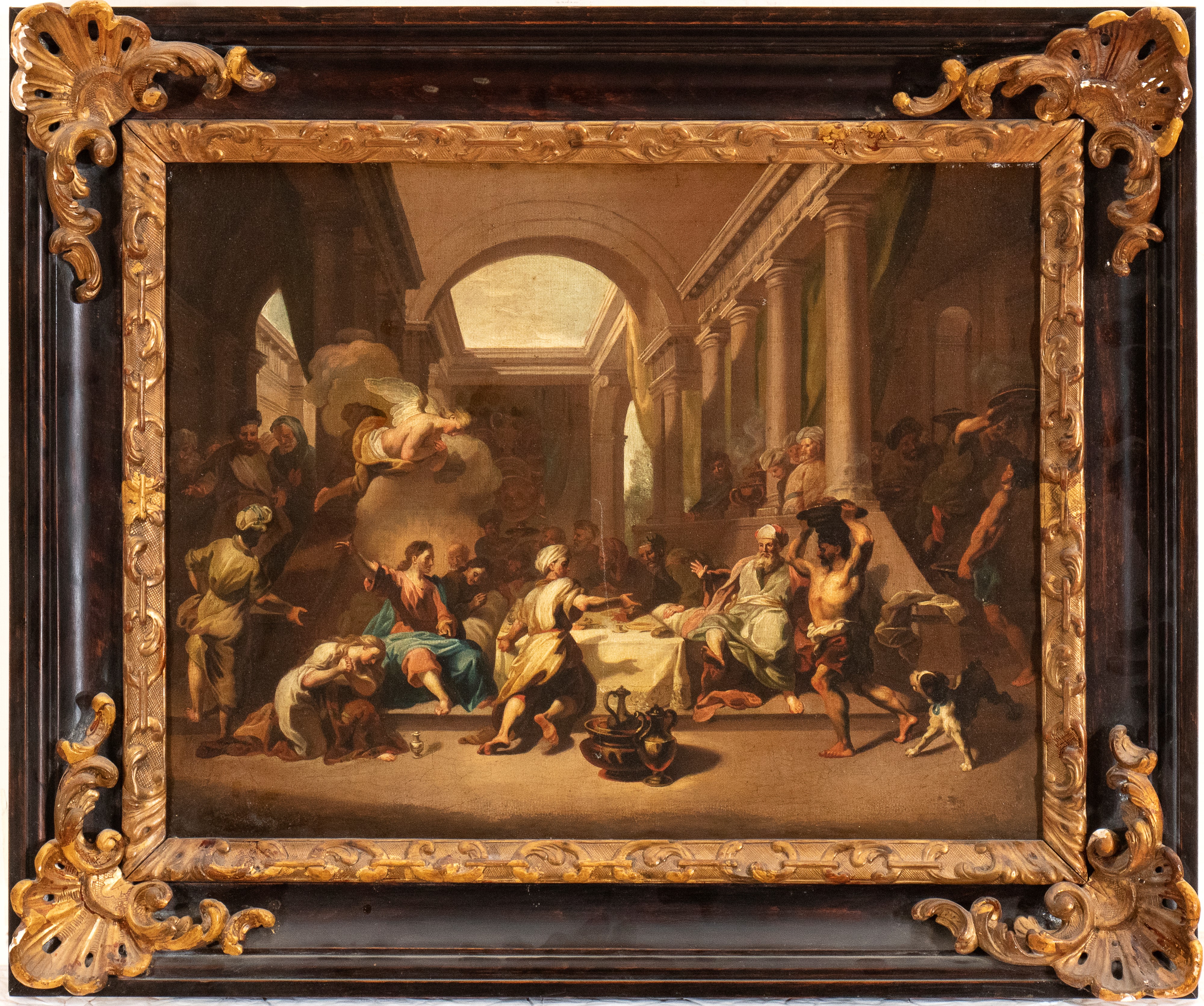 a) Cena a casa di Simone il Fariseo; b) La resurrezione di Lazzaro. Coppia di dipinti