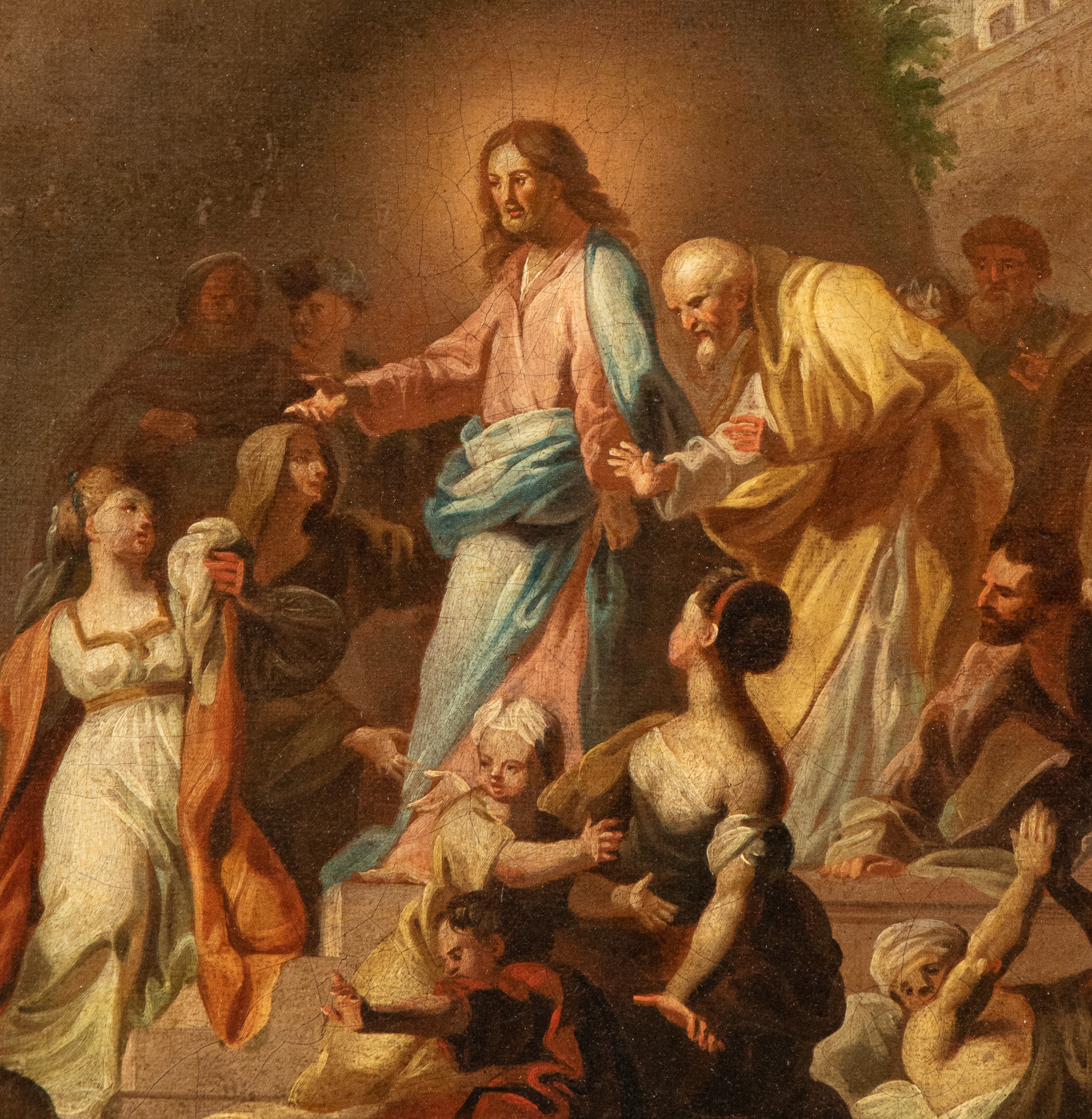 a) Cena a casa di Simone il Fariseo; b) La resurrezione di Lazzaro. Coppia di dipinti