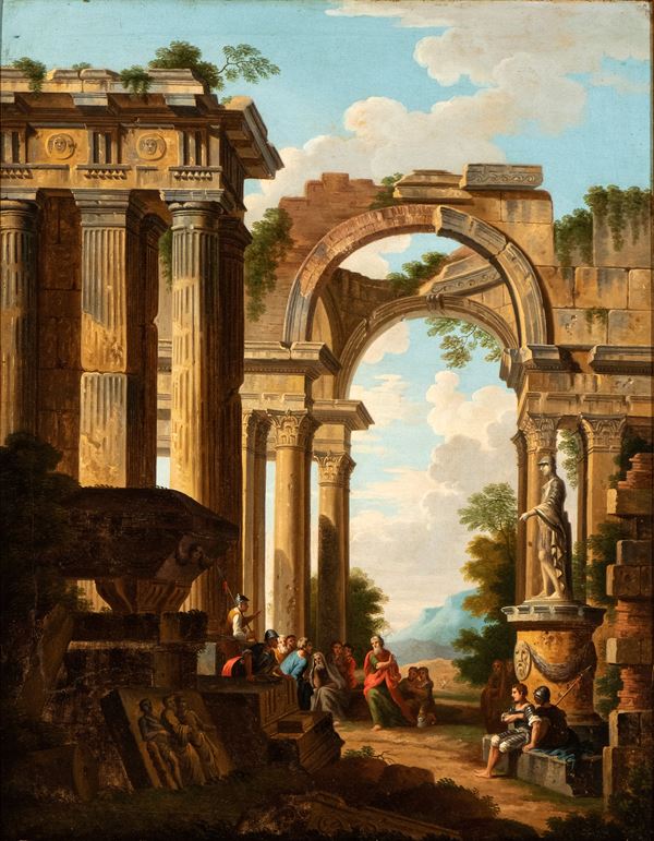 Giovanni Paolo Panini - Landscape with Classical Ruins and the Preaching of Saint Peter