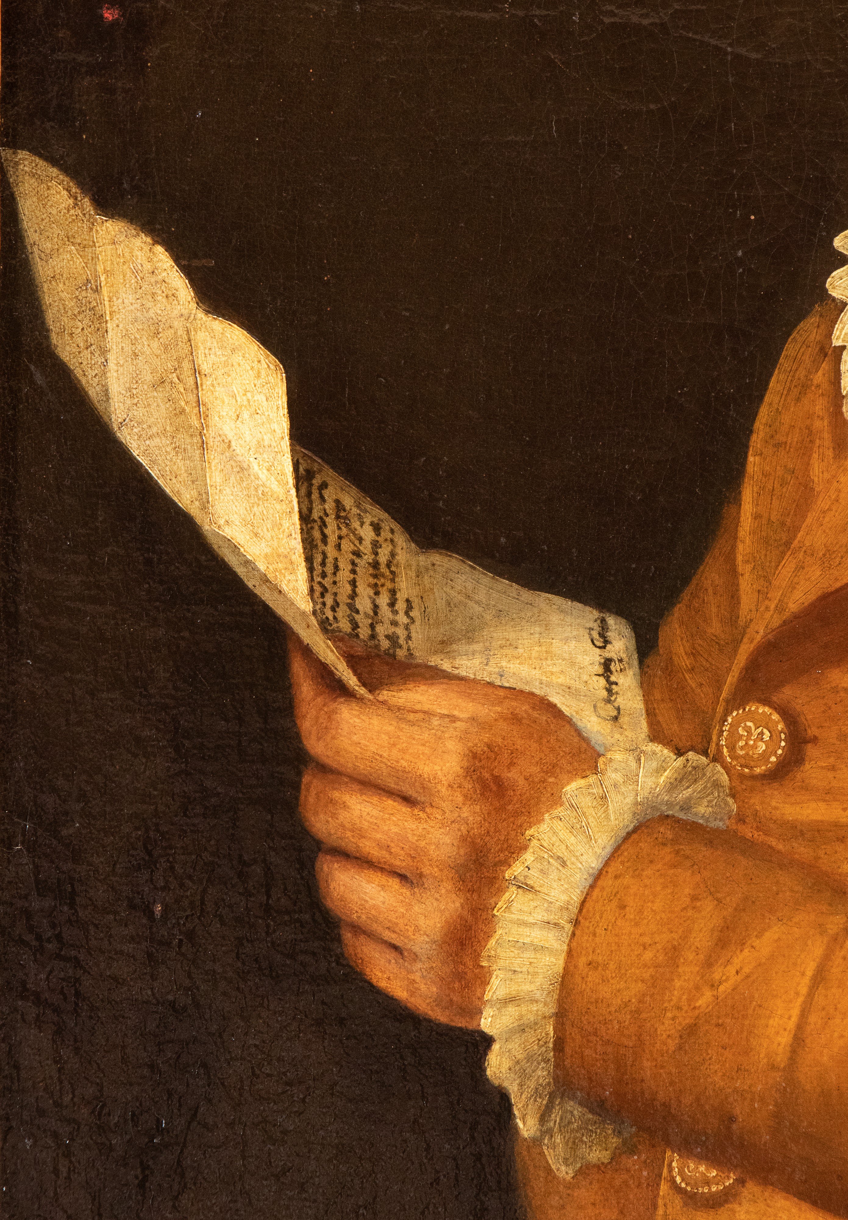 Artista Francese, XVIII Secolo - Autore sconosciuto, Ritratto di gentiluomo con lettera, olio su ...