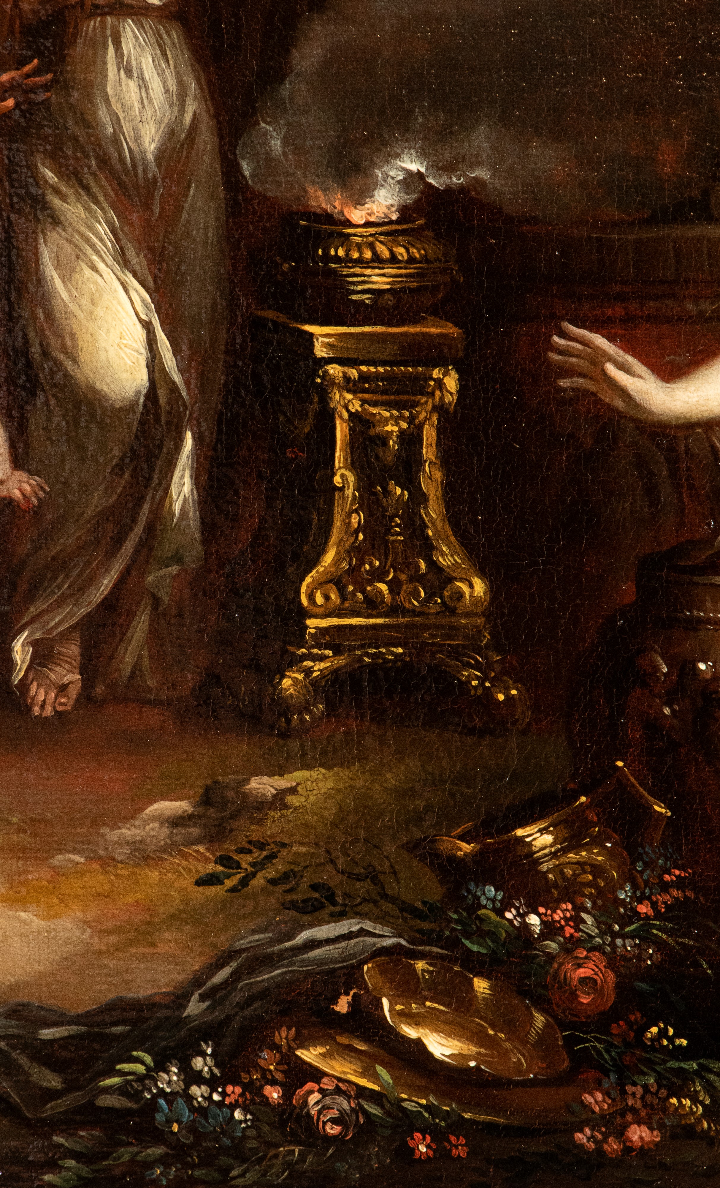 a) Baccanale con Bacco ubriaco; b) Baccanale con scena di sacrificio. Coppia di dipinti