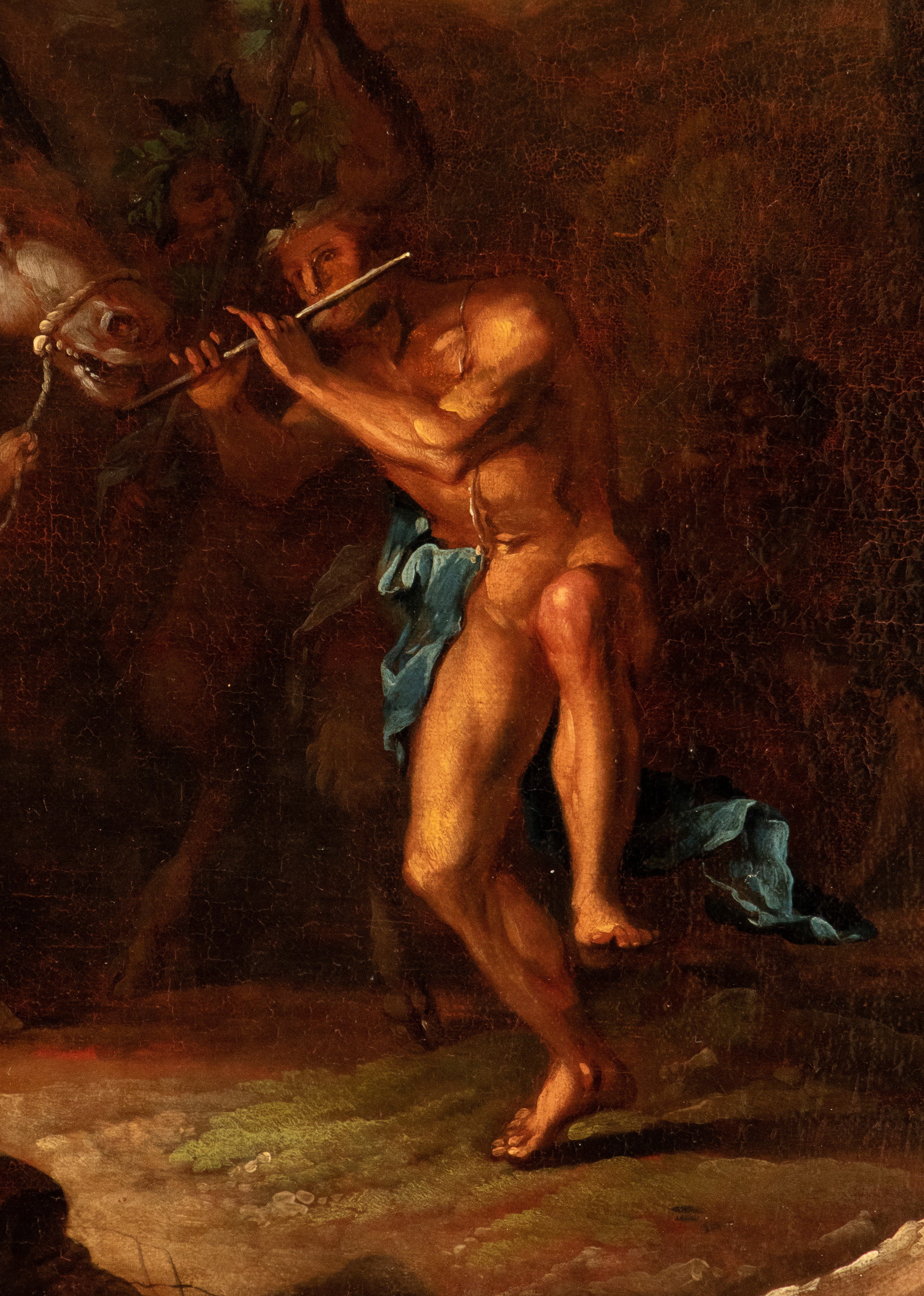 a) Baccanale con Bacco ubriaco; b) Baccanale con scena di sacrificio. Coppia di dipinti