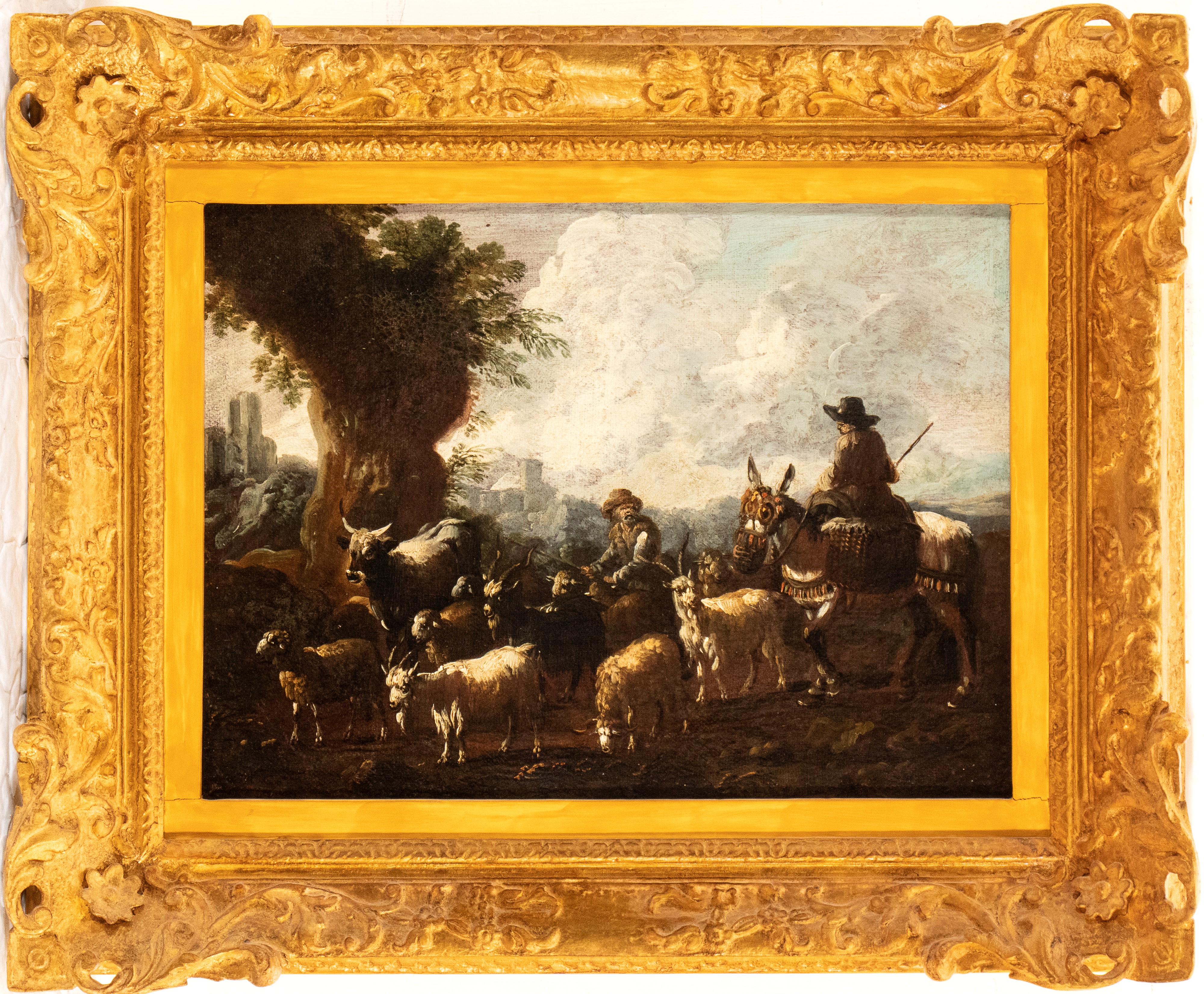Philipp Peter Roos Detto Rosa da Tivoli - Paesaggio con pastori e armenti, olio su tela