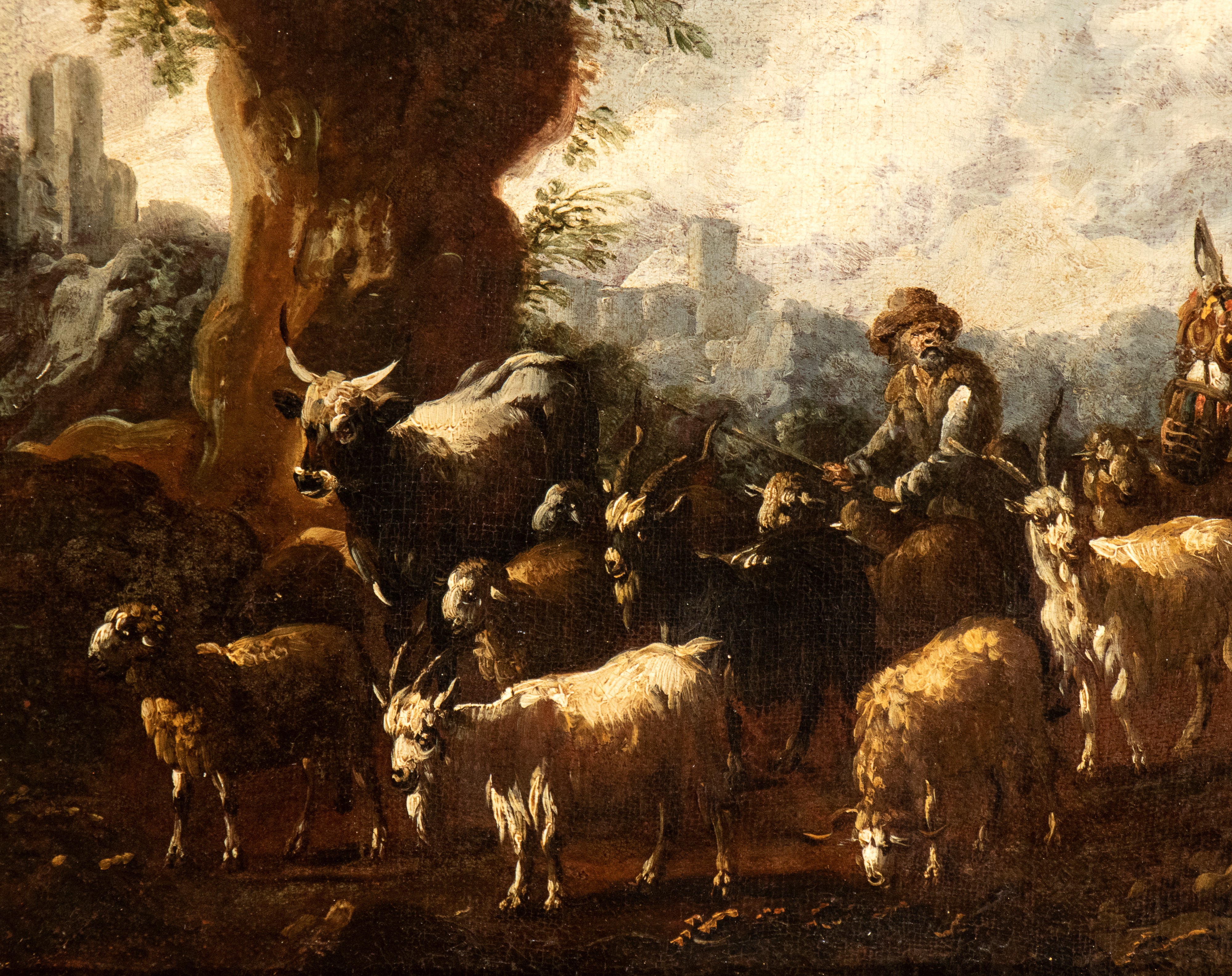 Philipp Peter Roos Detto Rosa da Tivoli - Paesaggio con pastori e armenti, olio su tela