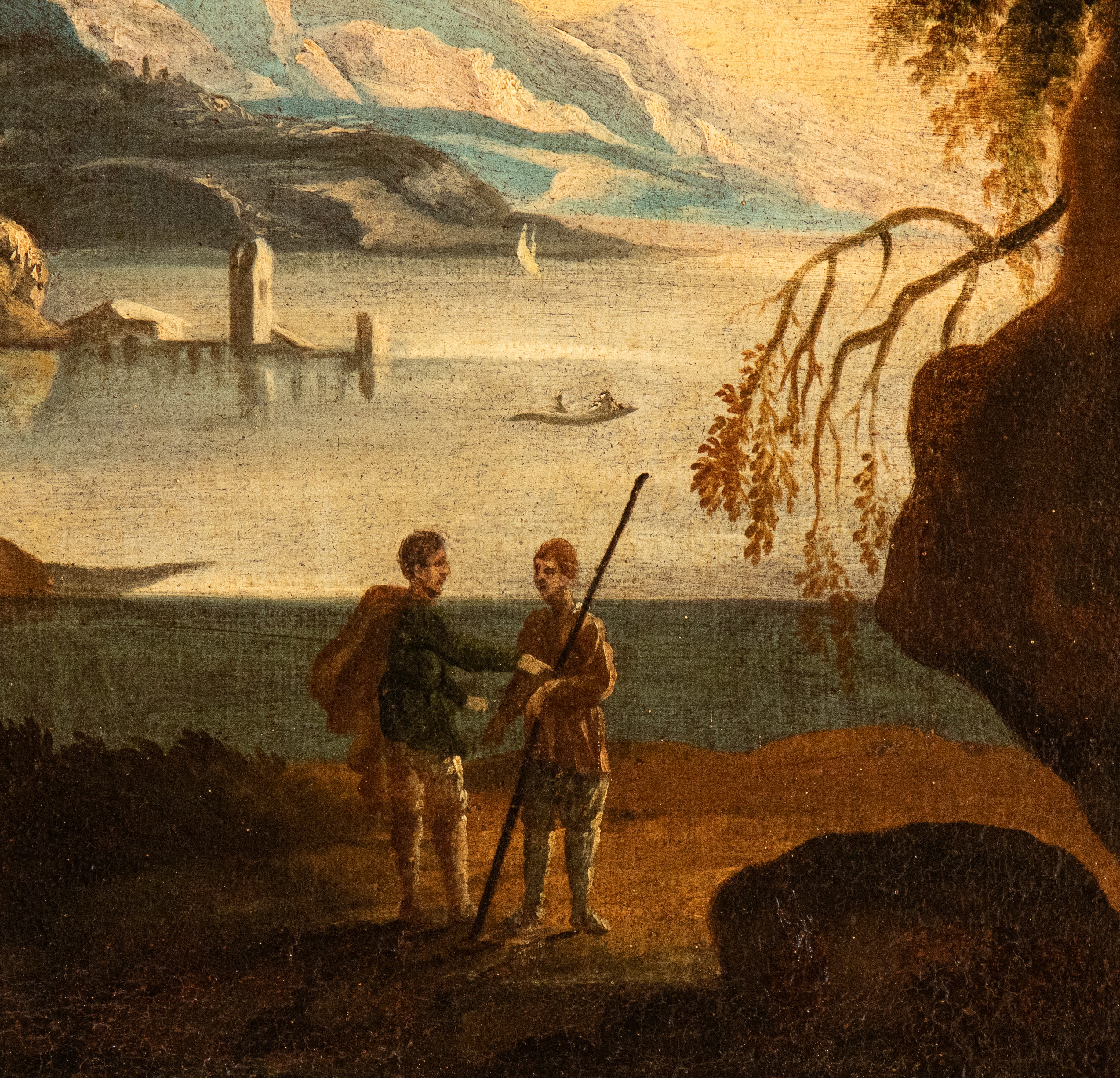 Artista Italiano, XVIII Secolo - Paesaggio con baia, olio su tela