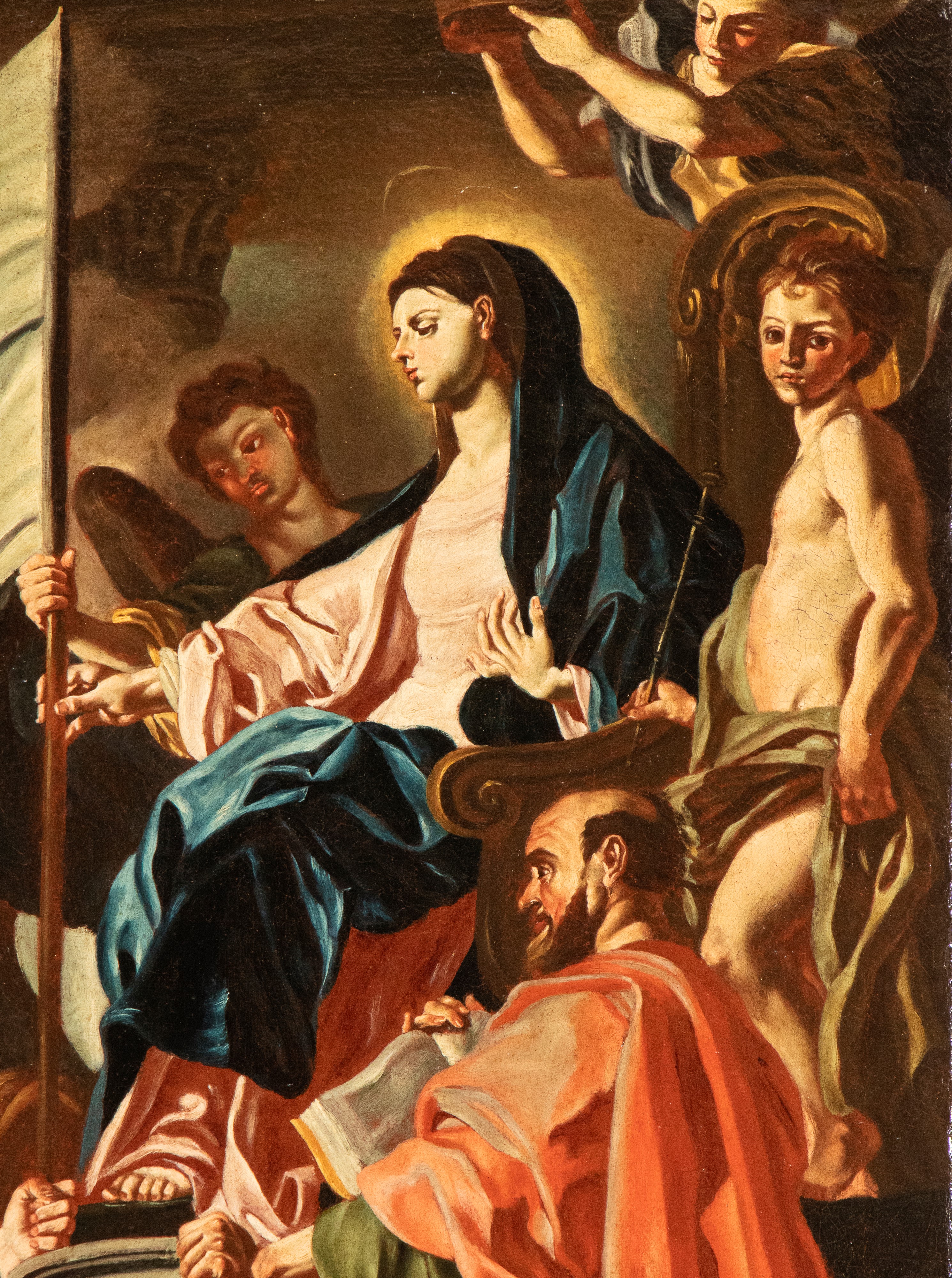 Francesco Solimena - San Bonaventura riceve il Gonfalone del Santo Sepolcro dalla Vergine, olio s...
