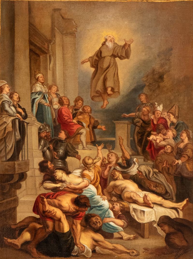 Artista Fiammingo, XVII Secolo - Autore sconosciuto, Miracolo di San Francesco di Paola, olio su ...