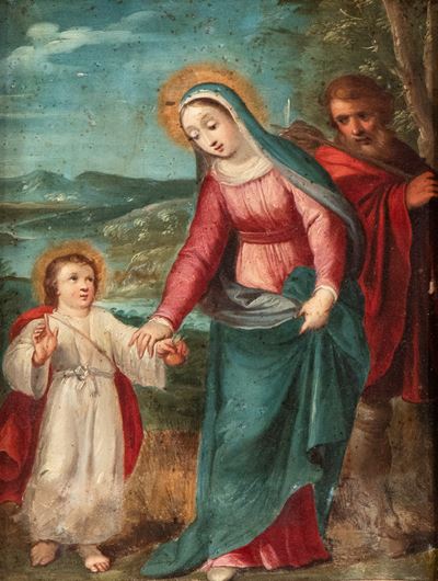 Sacra famiglia, olio su tela
