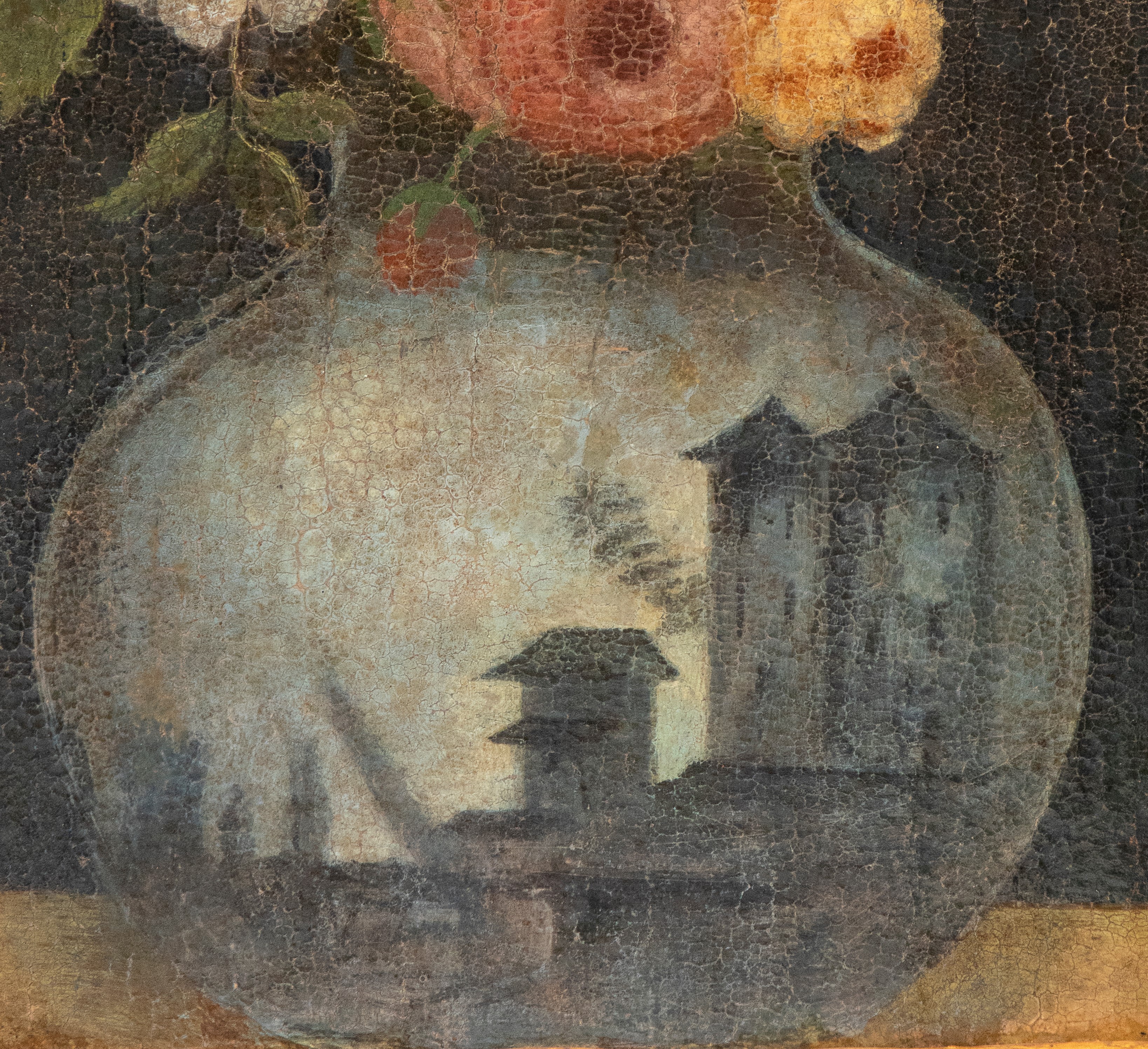Giuseppe Arcimboldo - Testa floreale in un vaso di vetro, olio su tavola
