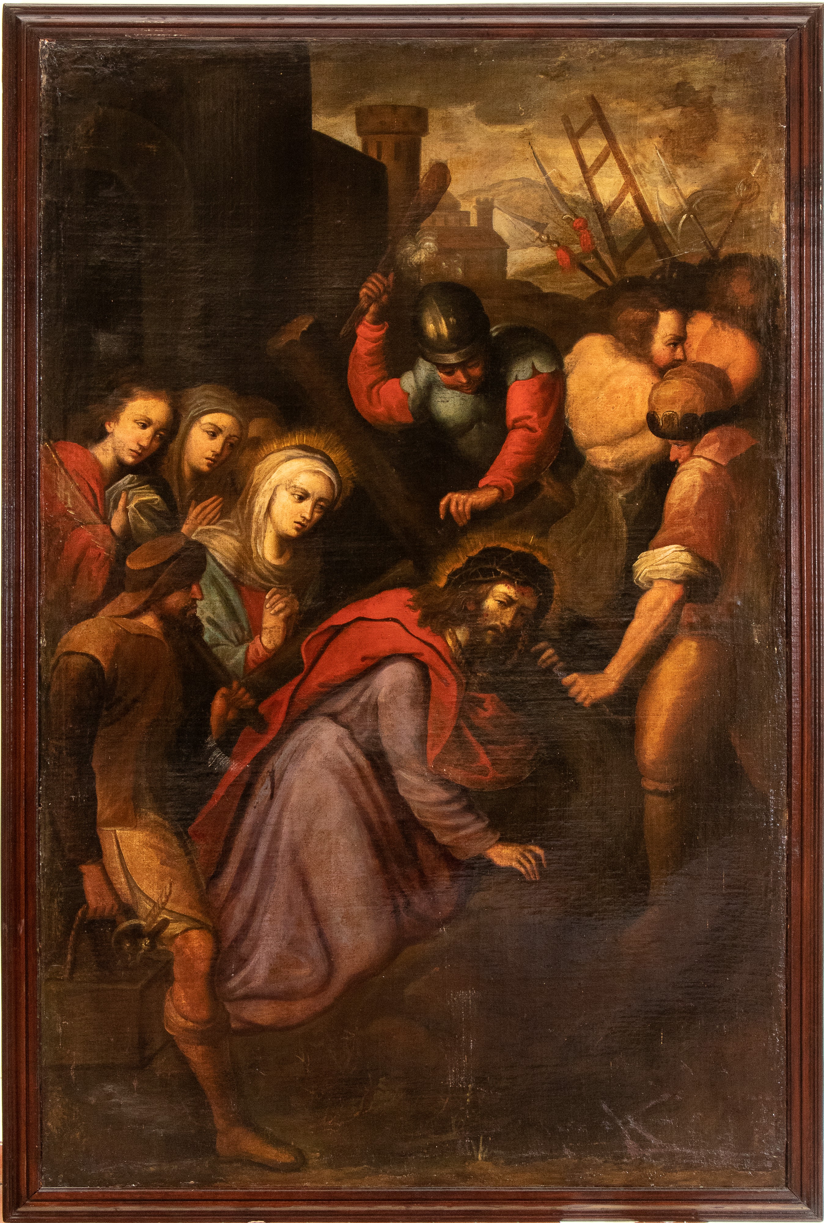 Artista Fiammingo, XVII Secolo - Salita al Calvario, olio su tela