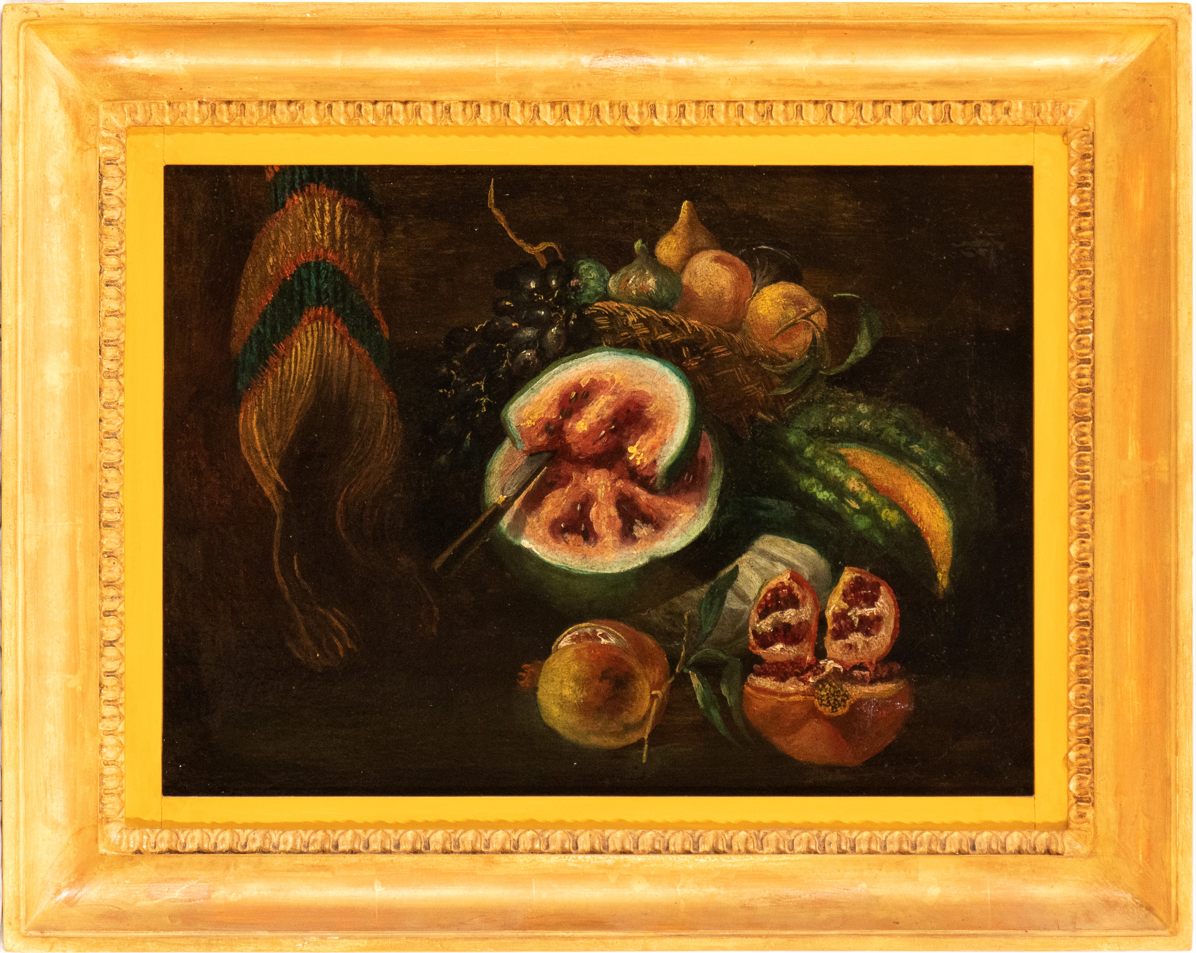 Natura morta con angurie, melograni, zucca e uva