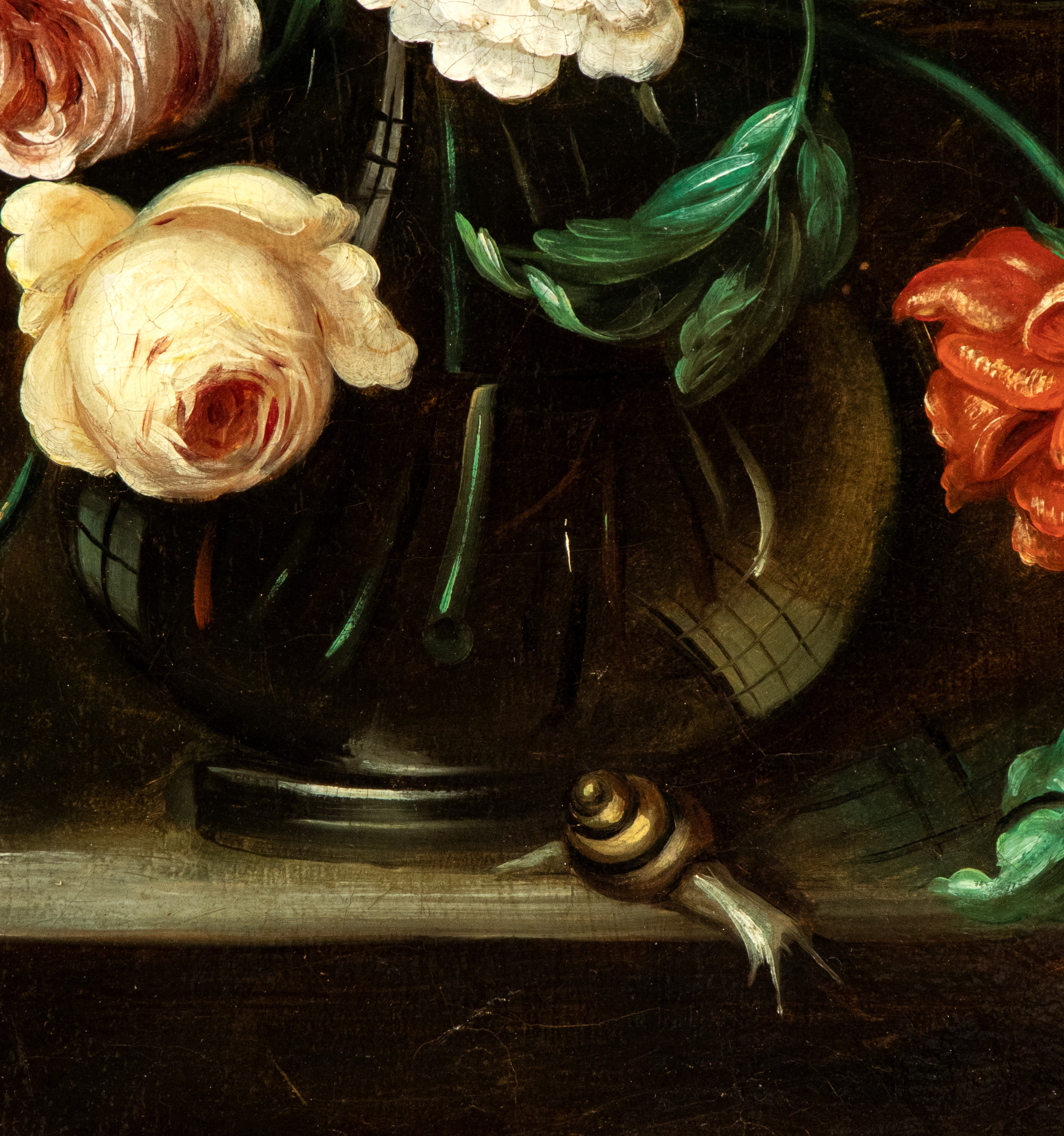 Anonimo della Meta’ del XIX Secolo - Autore ignoto, Coppia di nature morte con fiori, olio su tel...