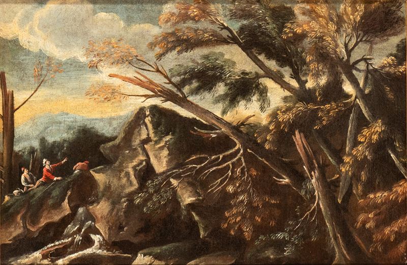 Anonimo della Seconda Metà del XVIII Secolo - Autore sconosciuto, Paesaggio con alberi spezzati, ...
