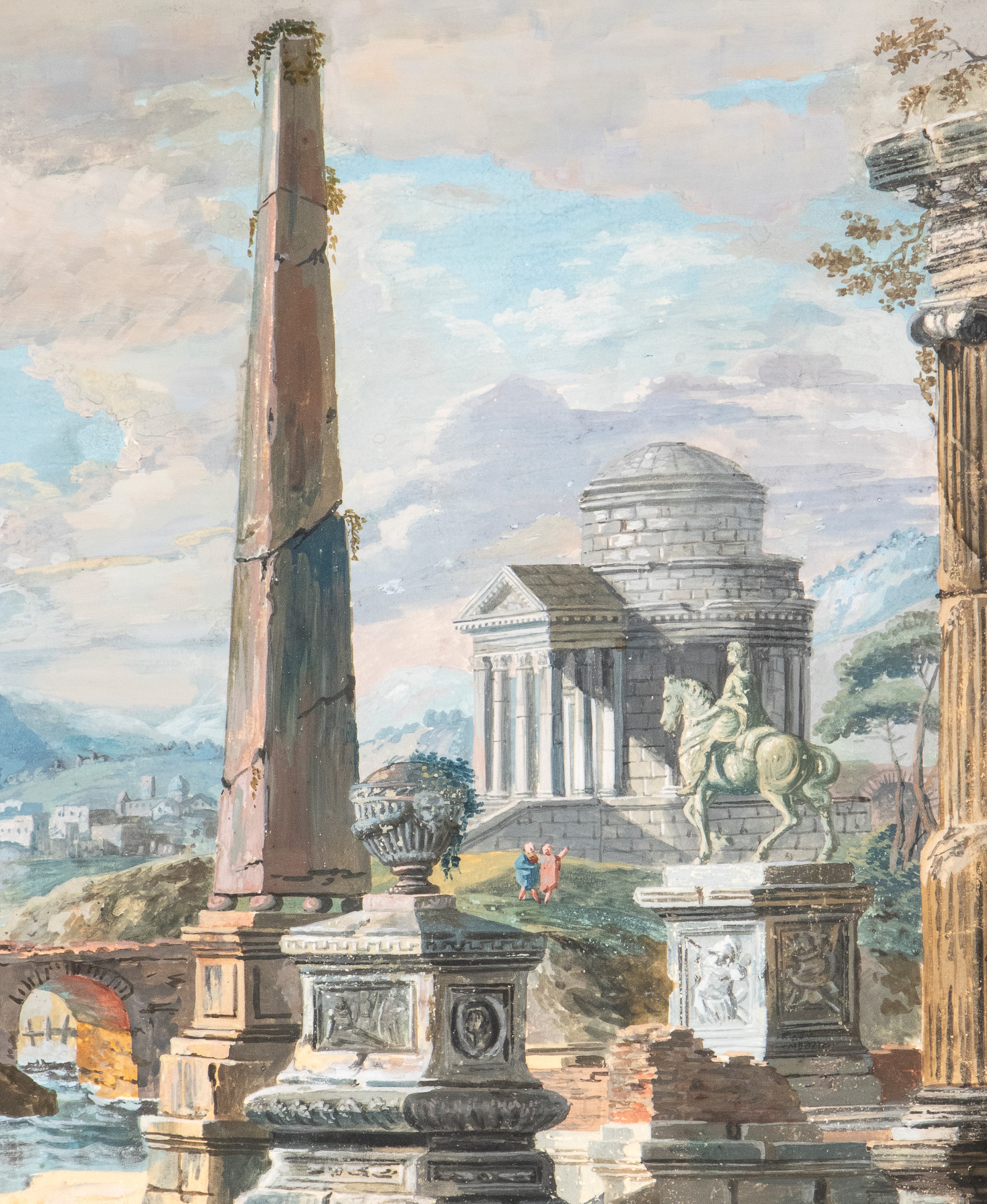 a) Capriccio costiero con monumenti classici e pescatori; b) Capriccio costiero ruderi romani, im...