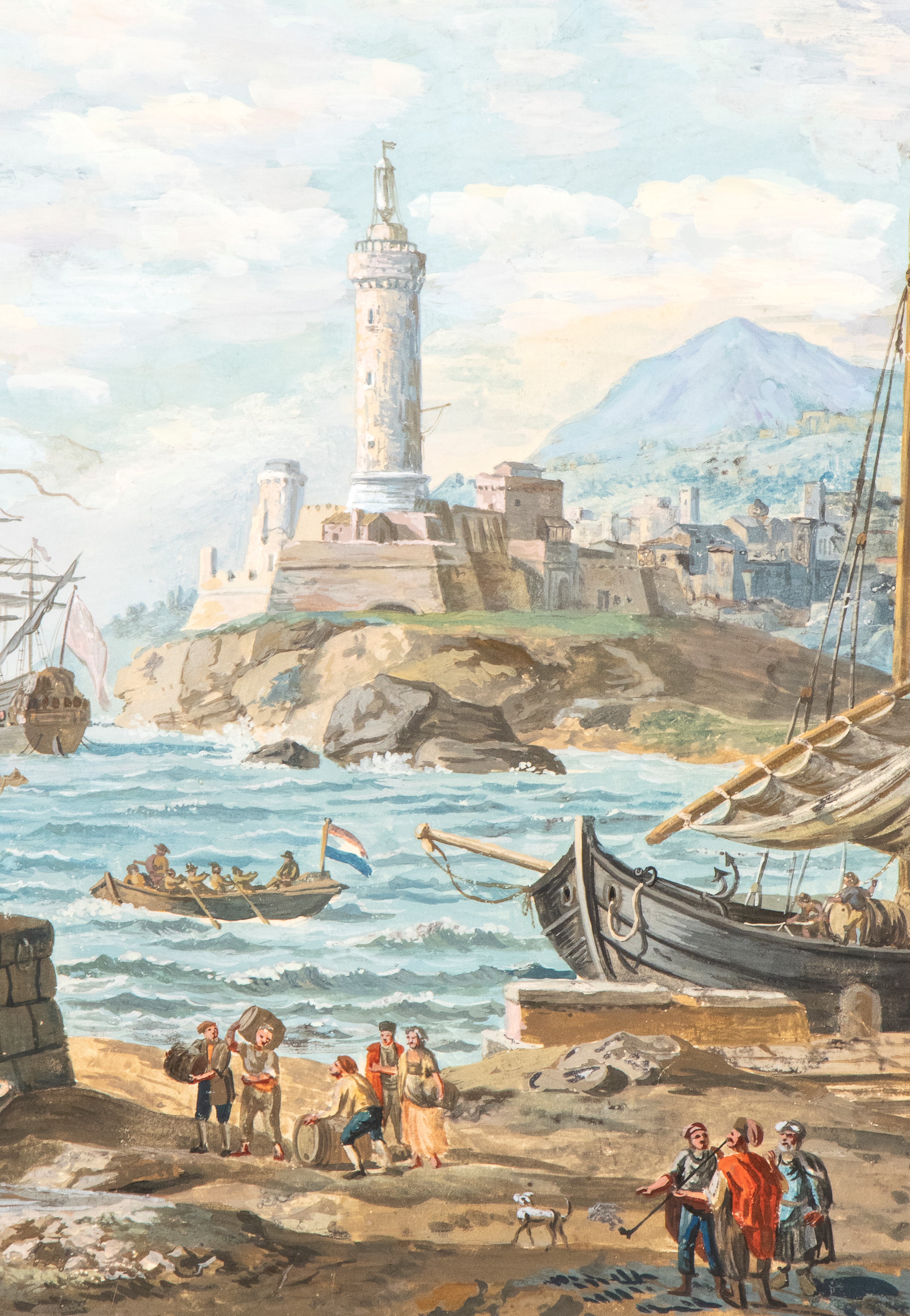 a) Capriccio costiero con monumenti classici e pescatori; b) Capriccio costiero ruderi romani, im...