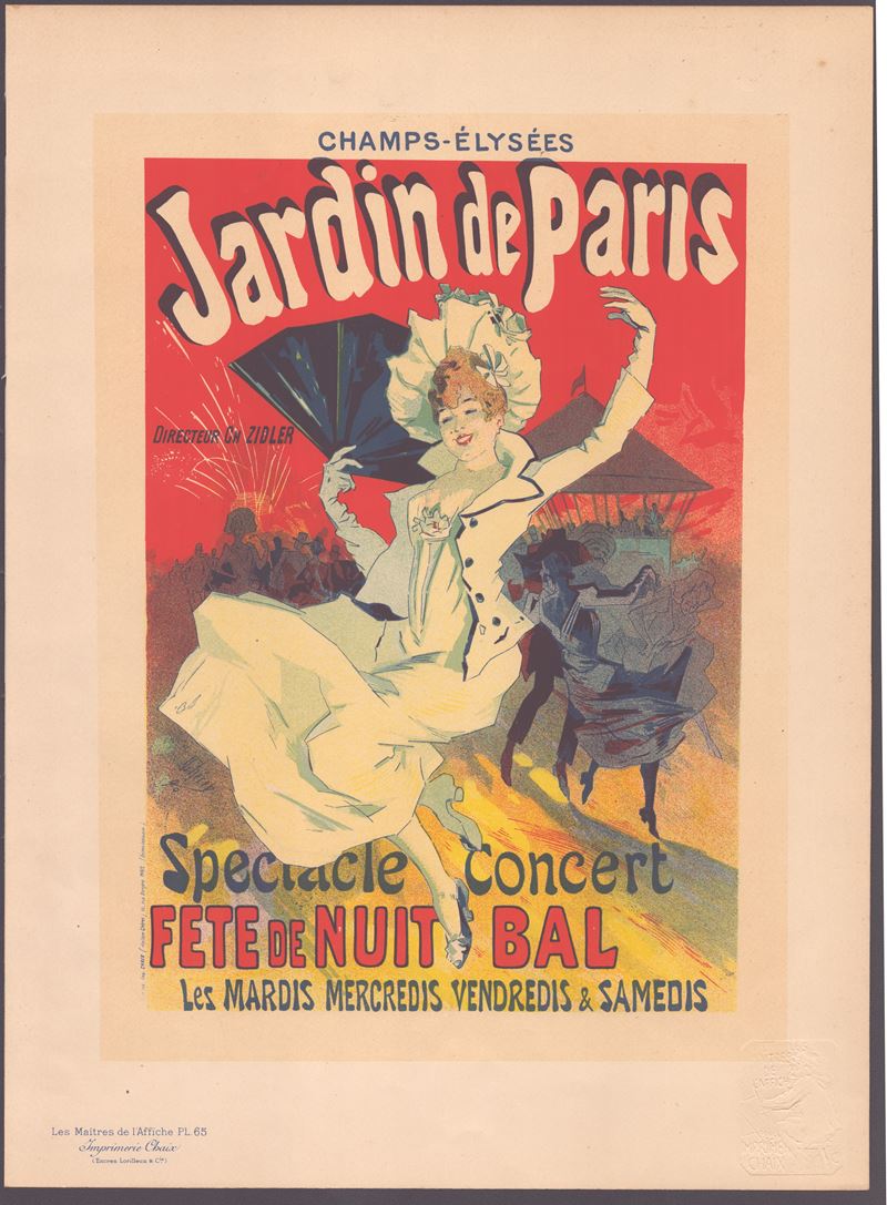 Jules Chéret - Jardin de Paris, litografia a colori da 'Les Maîtres de l'Affiche' PL. 65