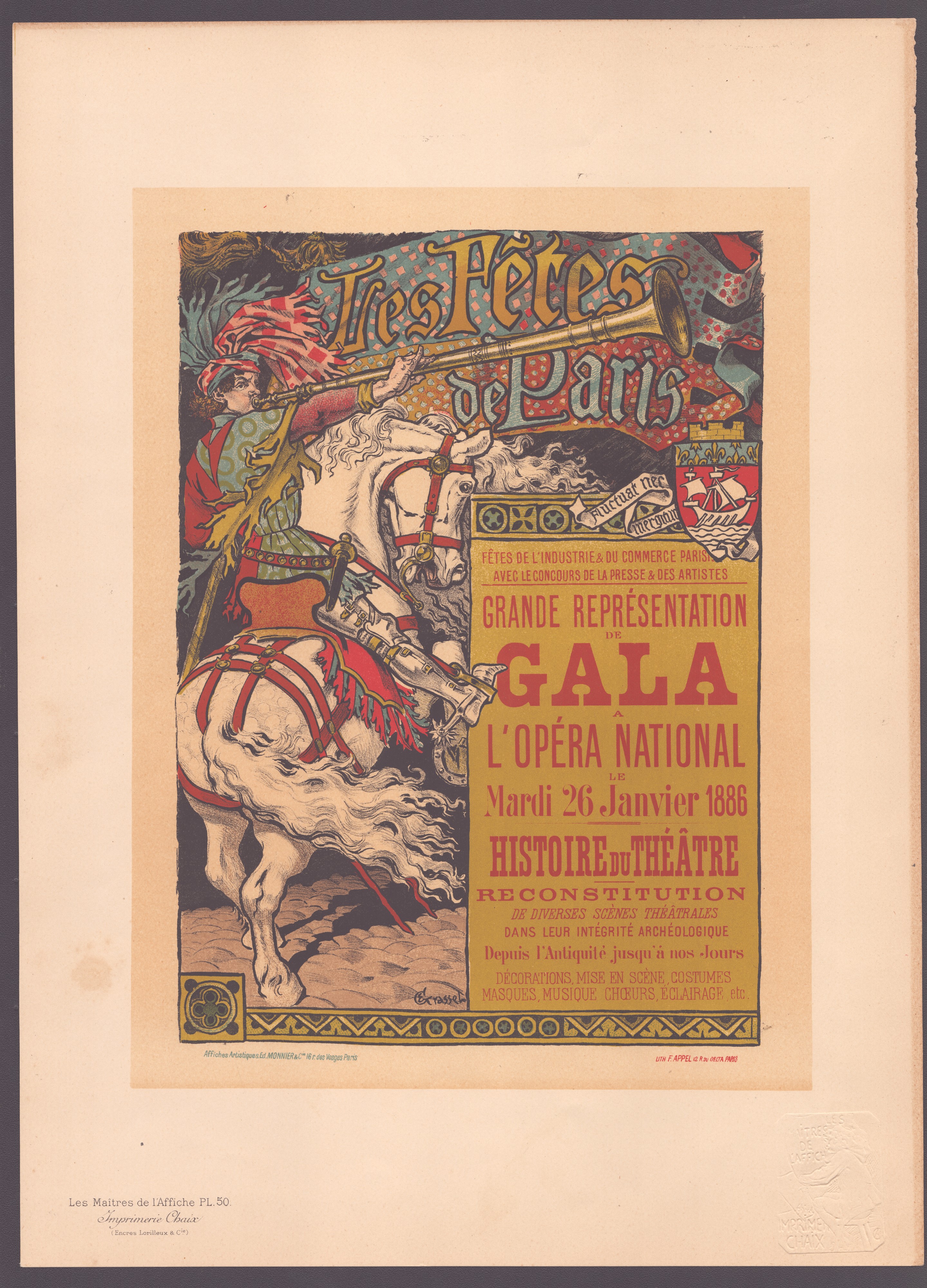 Eugène Grasset et al., Les Maitres de L'Affiche, Lotto di sette litografie a più colori